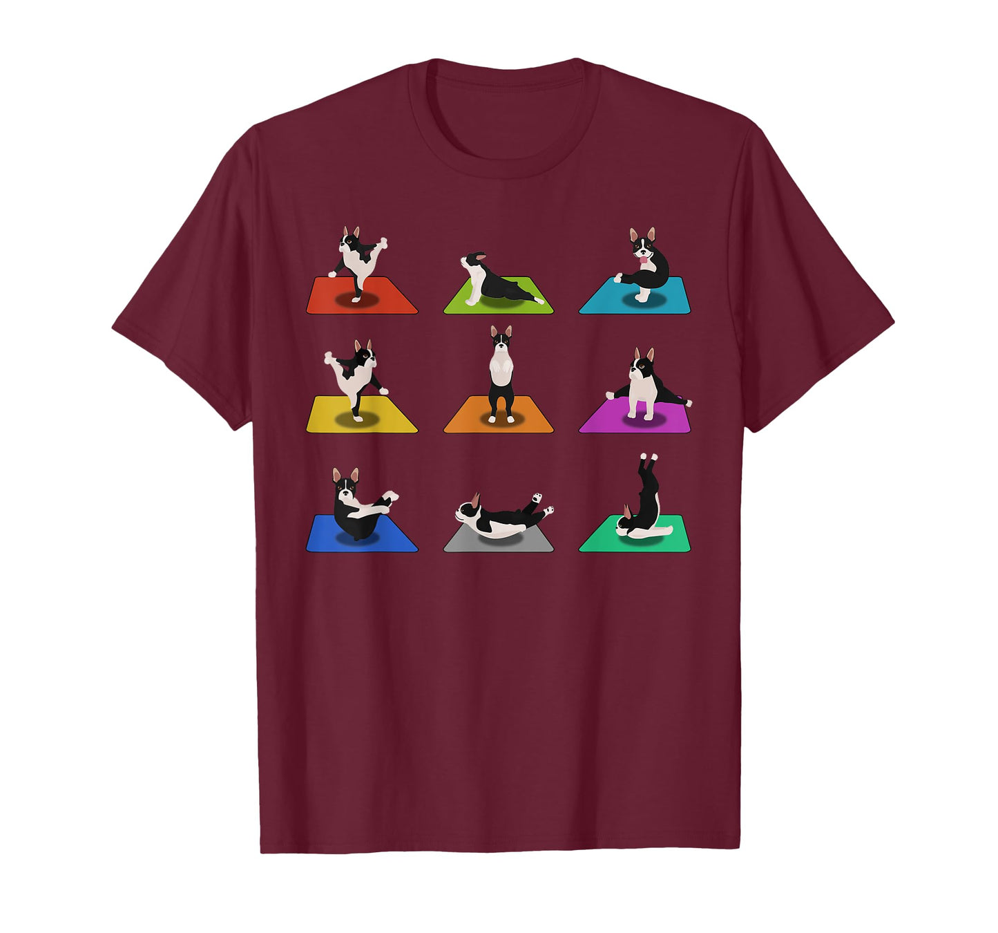 Funny Boston Terriers Yoga Asana Pose and Meditation T-Shirt