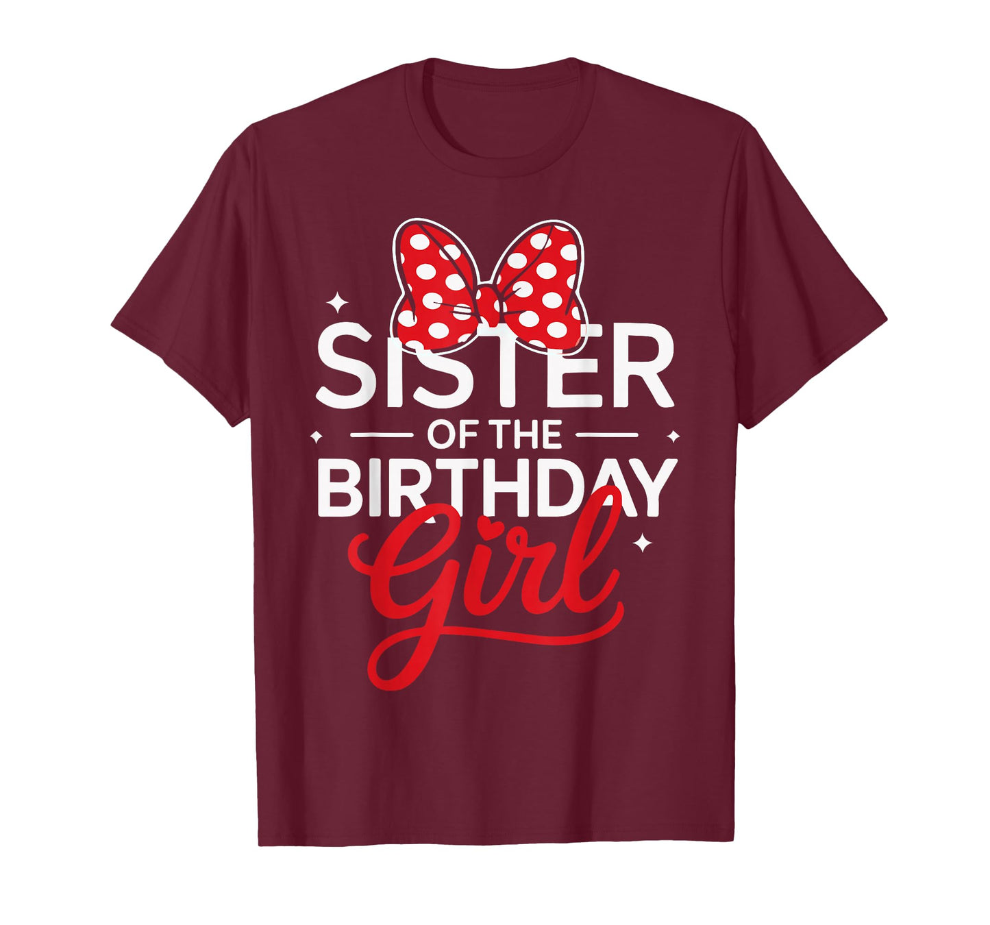 Sister Of The Birthday Girl Cute Pink Family Matching Bow T-Shirt