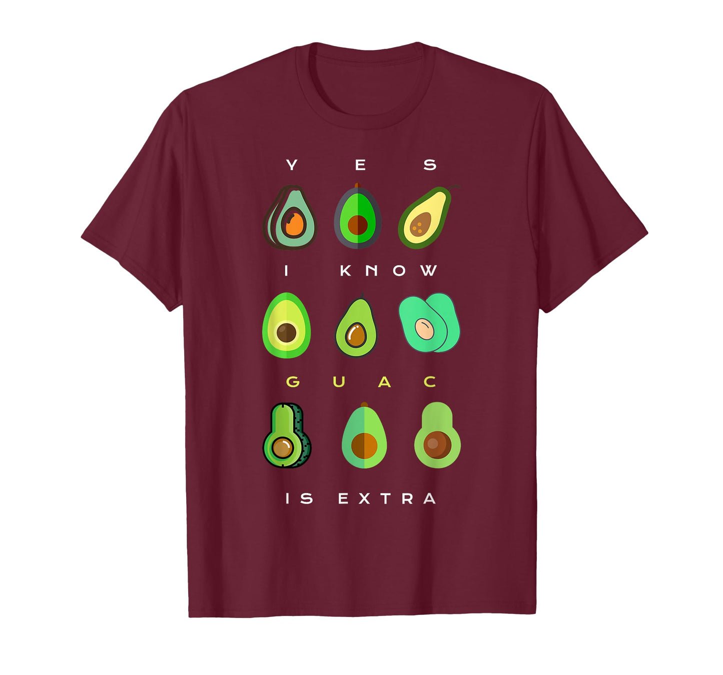 Yes I Know Guac Is Extra Funny Avocado Guacamole T-Shirt