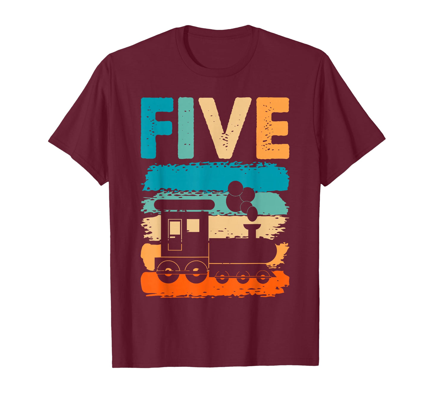 5th Train Birthday 5 Year Old 5yr Boys Girls Birthday Train T-Shirt