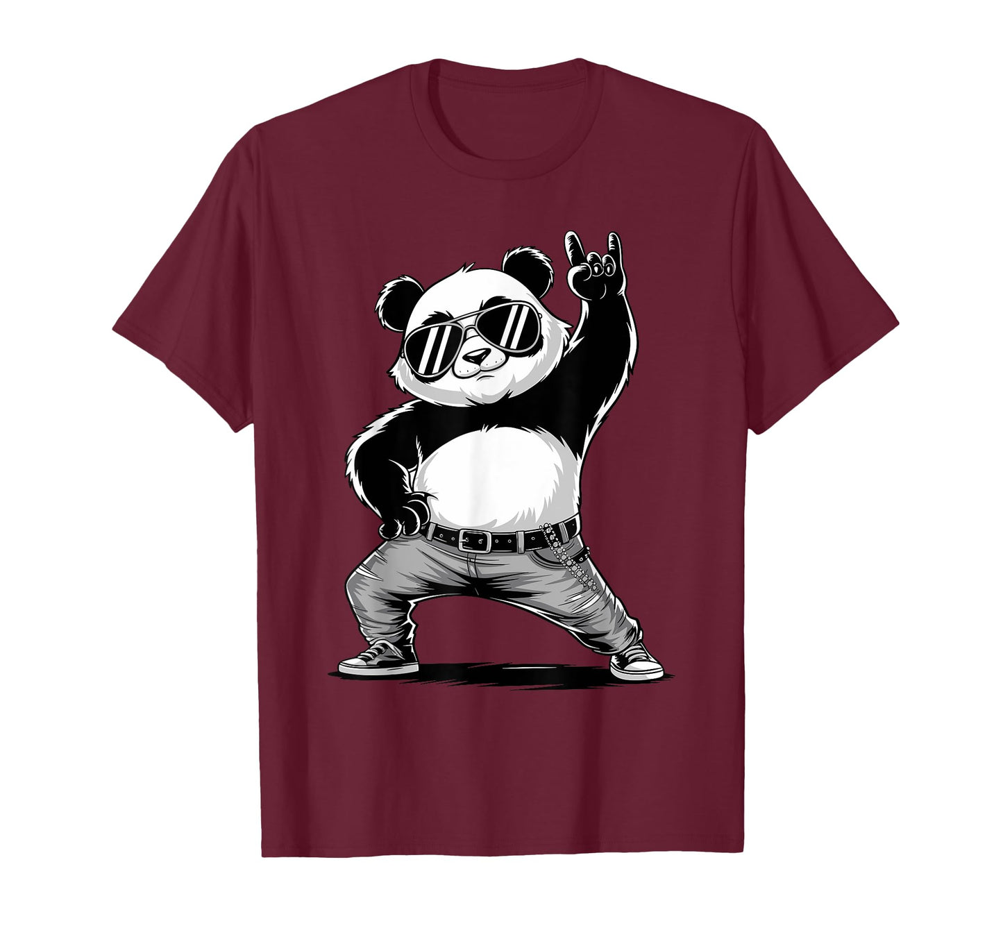 Retro Panda Rock Music Men Kids Women Panda Lover Costume T-Shirt