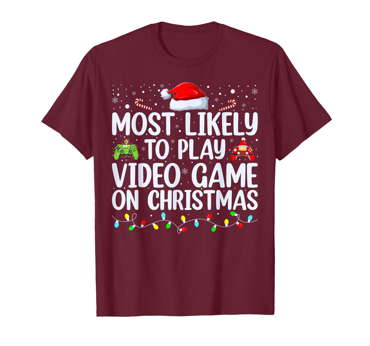 Most Likely To Play Video Game On Christmas Santa Gaming T-Shirt