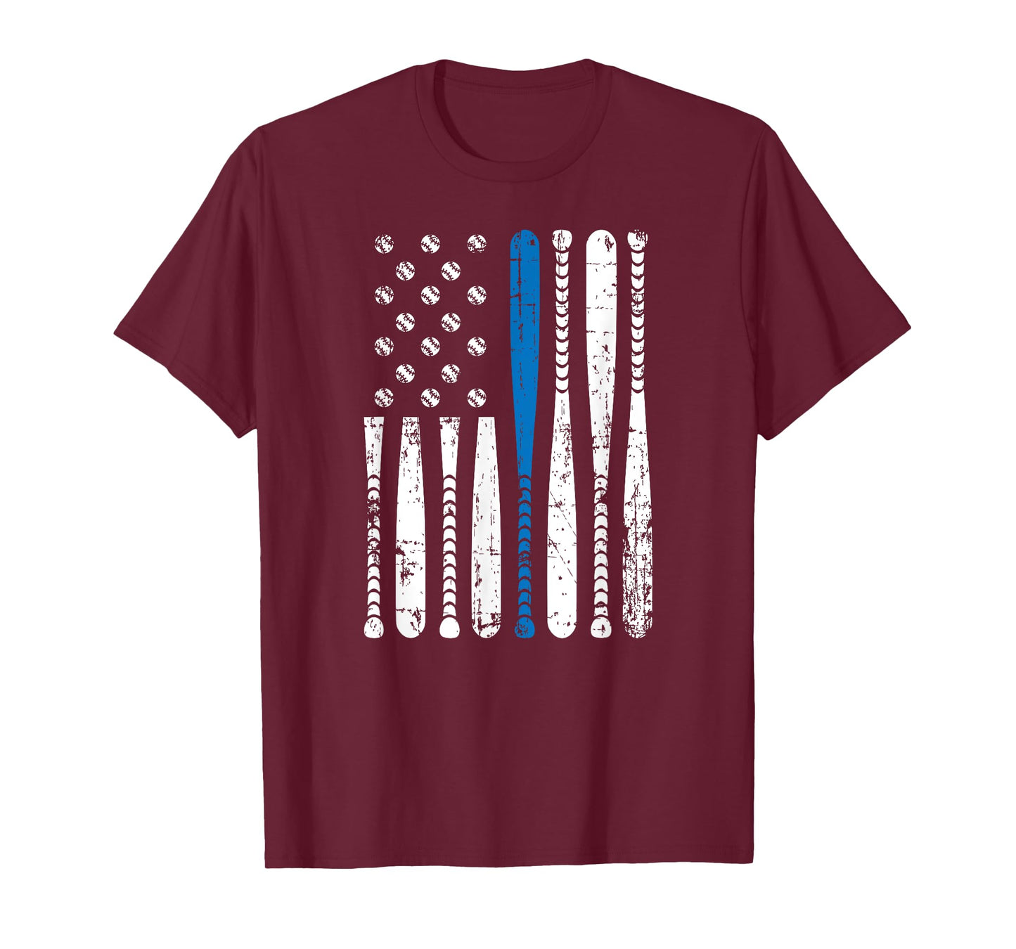 Thin Blue Line LEO USA Flag Police Support Baseball Bat Tee T-Shirt