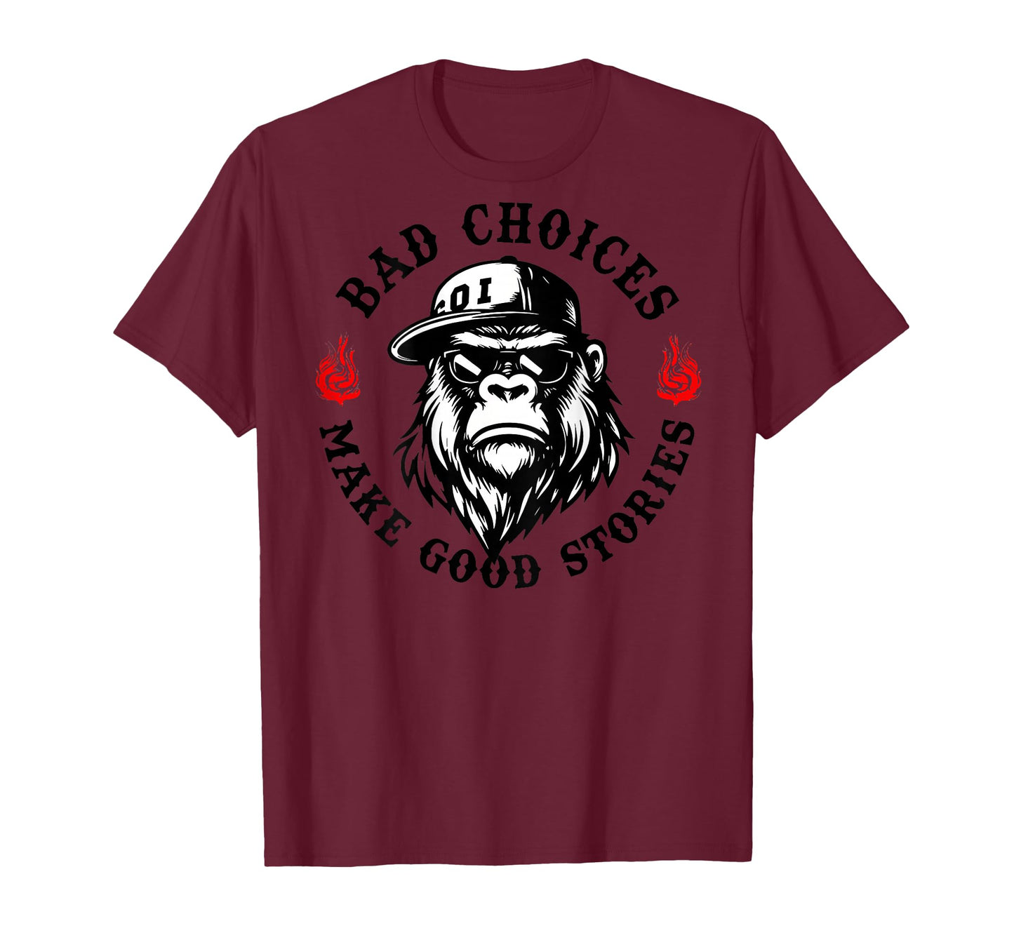 Bad Choices Make Good Stories Funny Monkey (On Back) T-Shirt