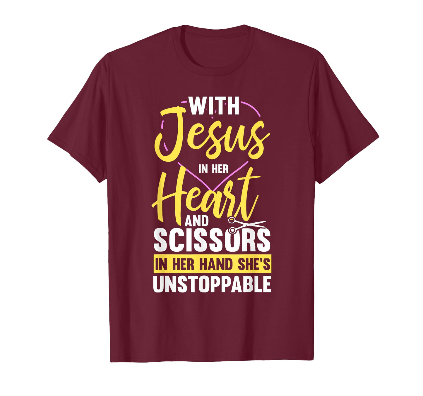 Hairdresser Shirt Jesus In Heart Scissor Hairstylist T-Shirt