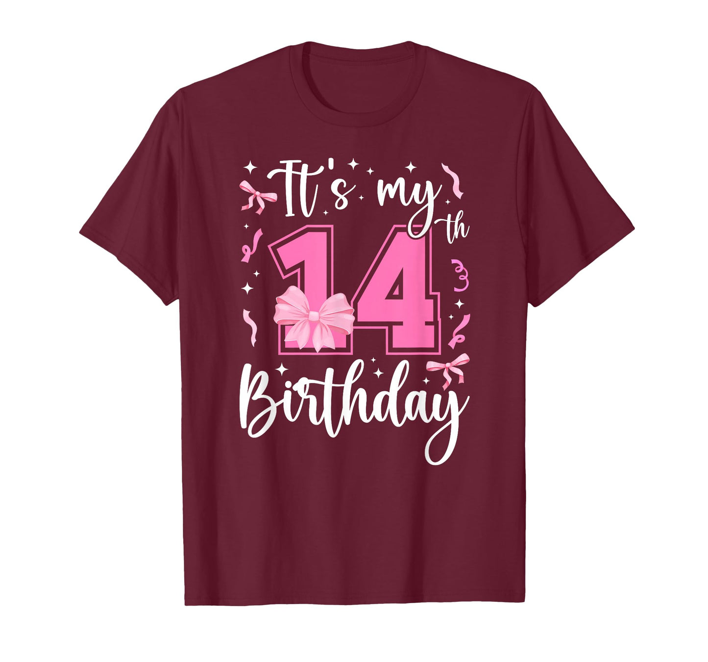 14th Coquette Themed Birthday Fourteen Year Old Girl Bow T-Shirt
