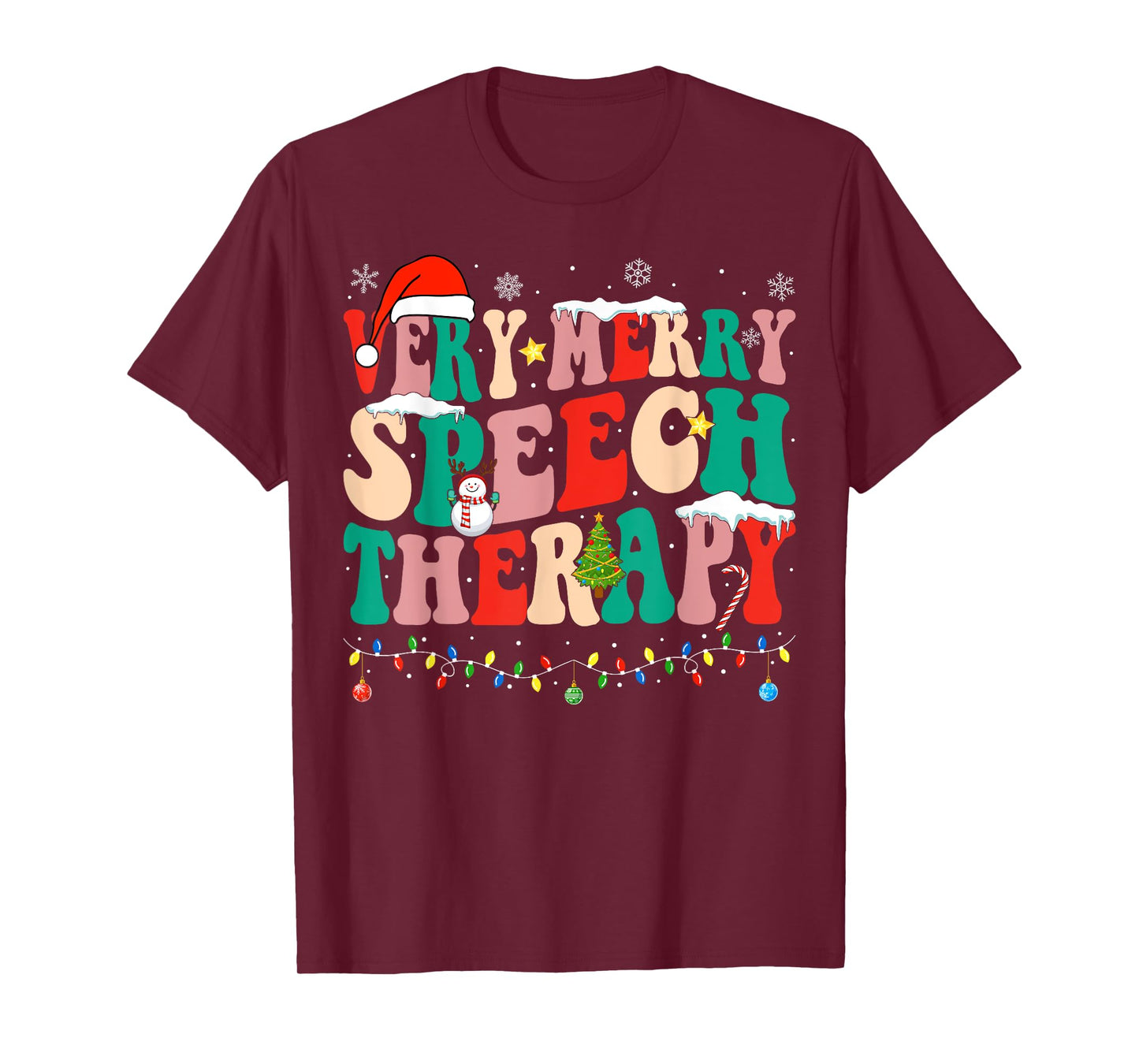 Very Merry Speech Therapy Christmas Speech Therapist SLP T-Shirt