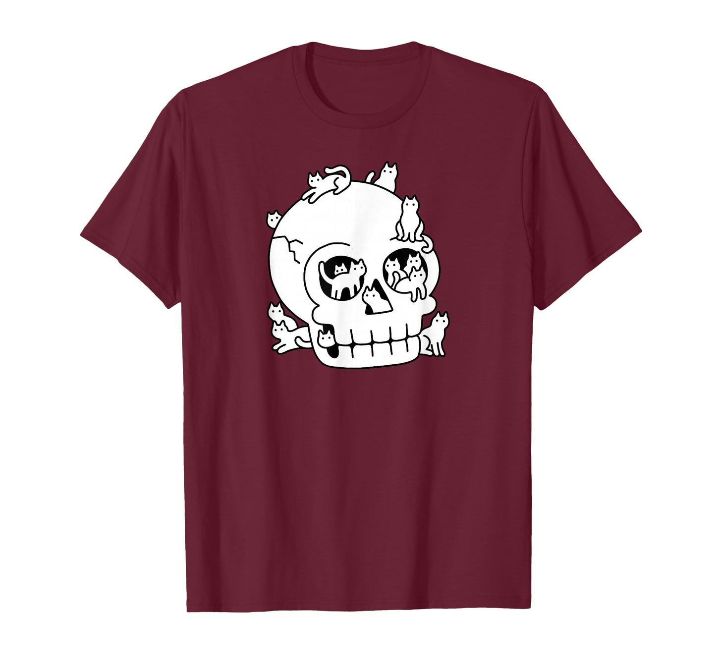 Threadless Obinsun Skull Is Full Of Cats Doodle Graphic T-Shirt