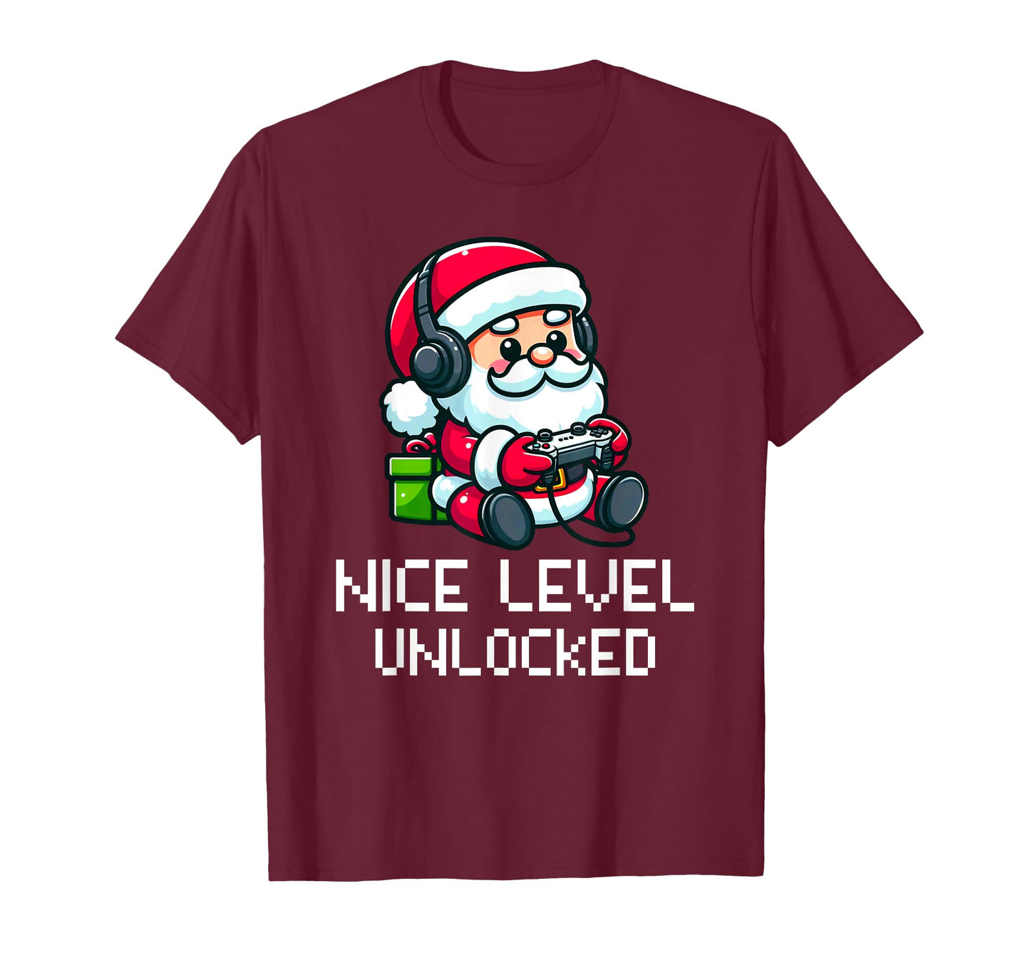 Santa Claus Playing Video Game Funny Nice Level Unlocked T-Shirt