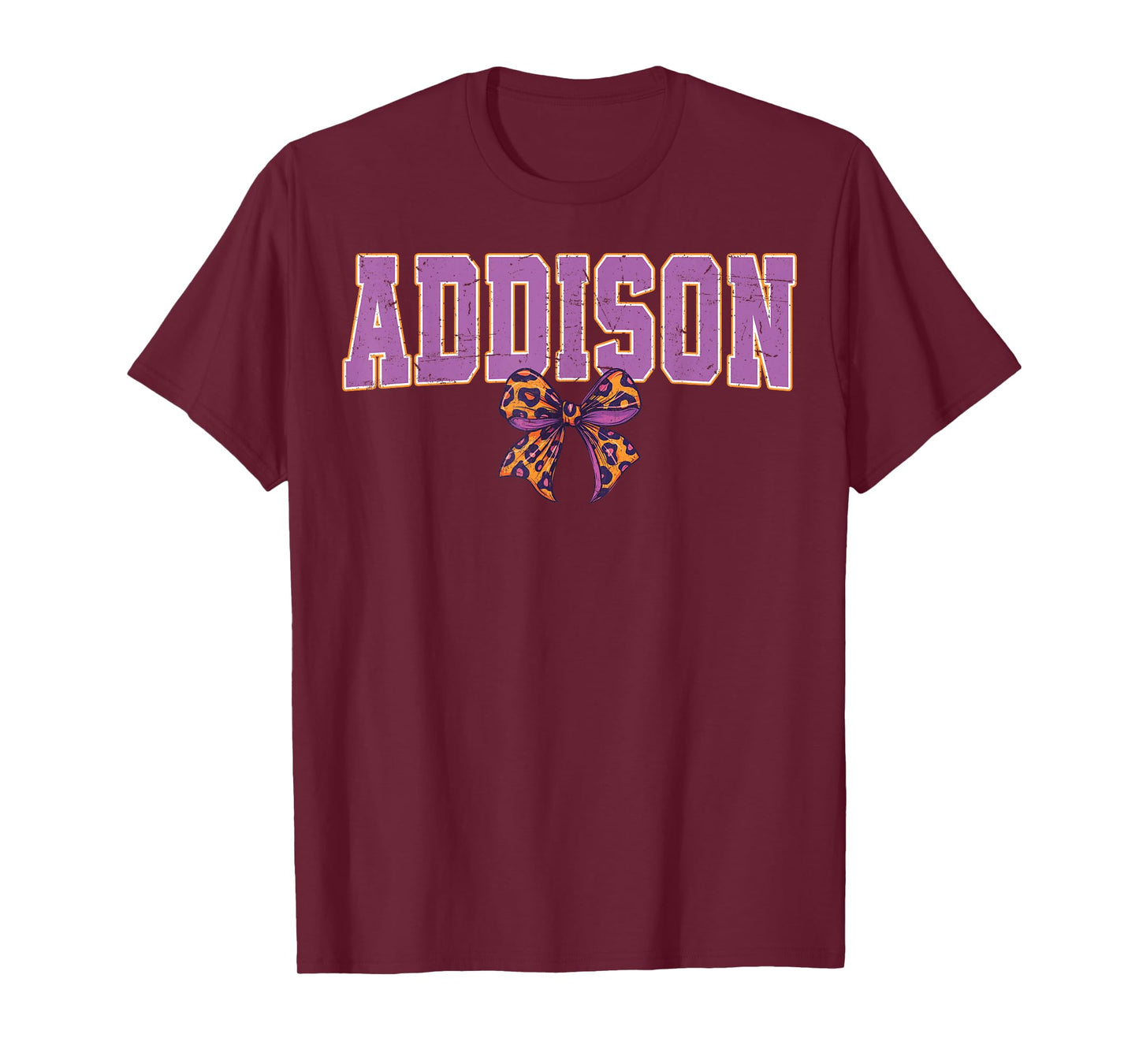 Addison Leopard Bow Trendy Name Design for Women and Girls T-Shirt
