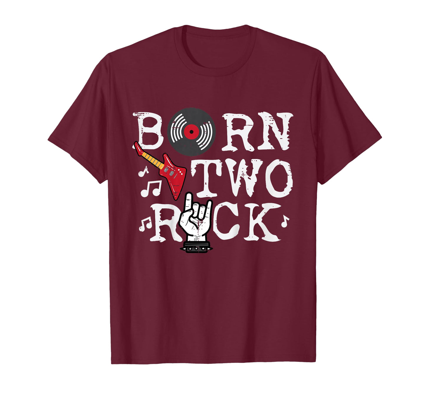 Kids 2nd Birthday Guitar Born Two 2 Rock Rocker Bday Boys Kids T-Shirt