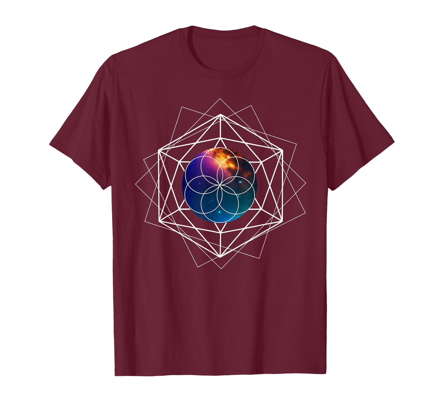 Seed of Life Sacred Geometry Galaxy Metaphysical Yoga Reiki T-Shirt