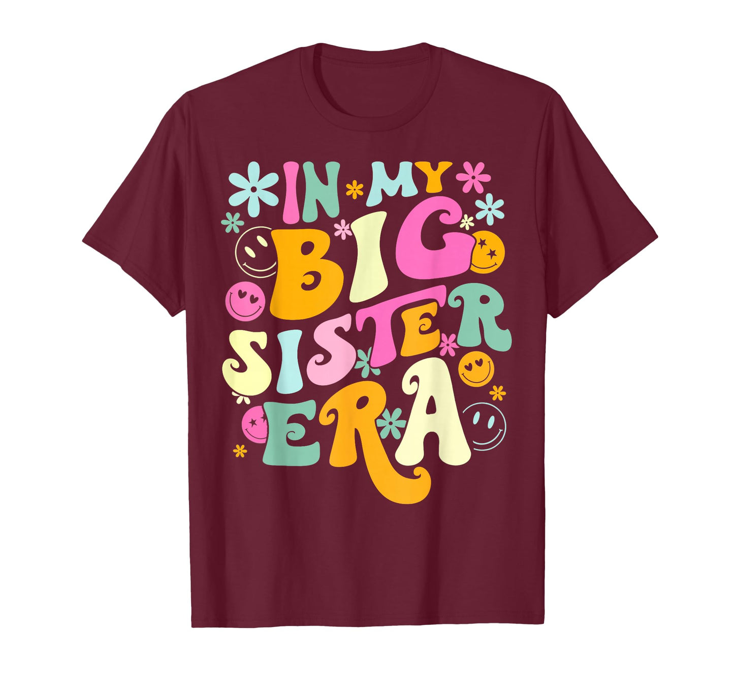 Groovy In My Big Sister Era Birthday Baby Reveal Est 2024 T-Shirt