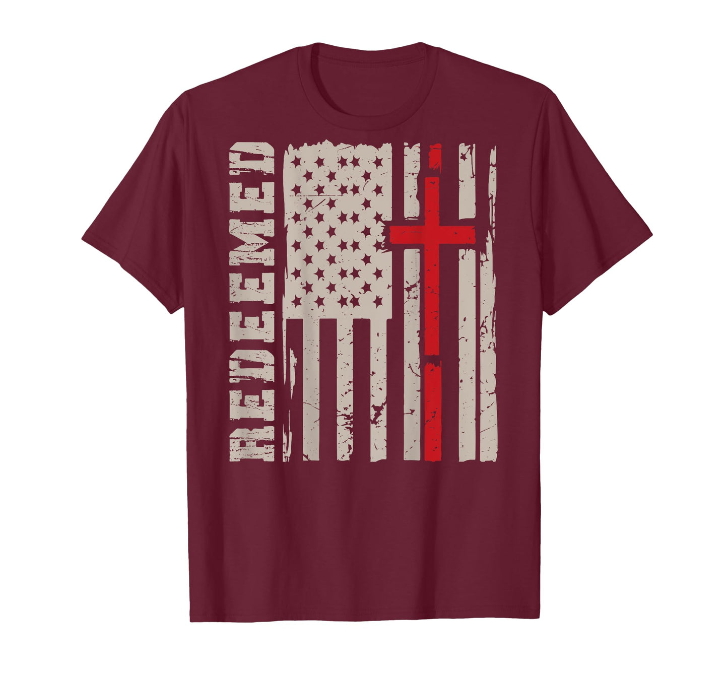Men's Redeemed Christian Faith Cross God On Back Graphic Tee T-Shirt