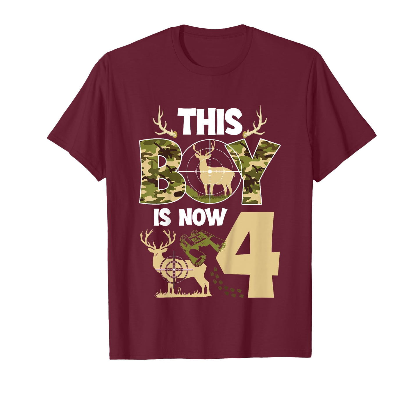 4th Hunting Birthday Party 4 Year Old Hunter Birthday T-Shirt