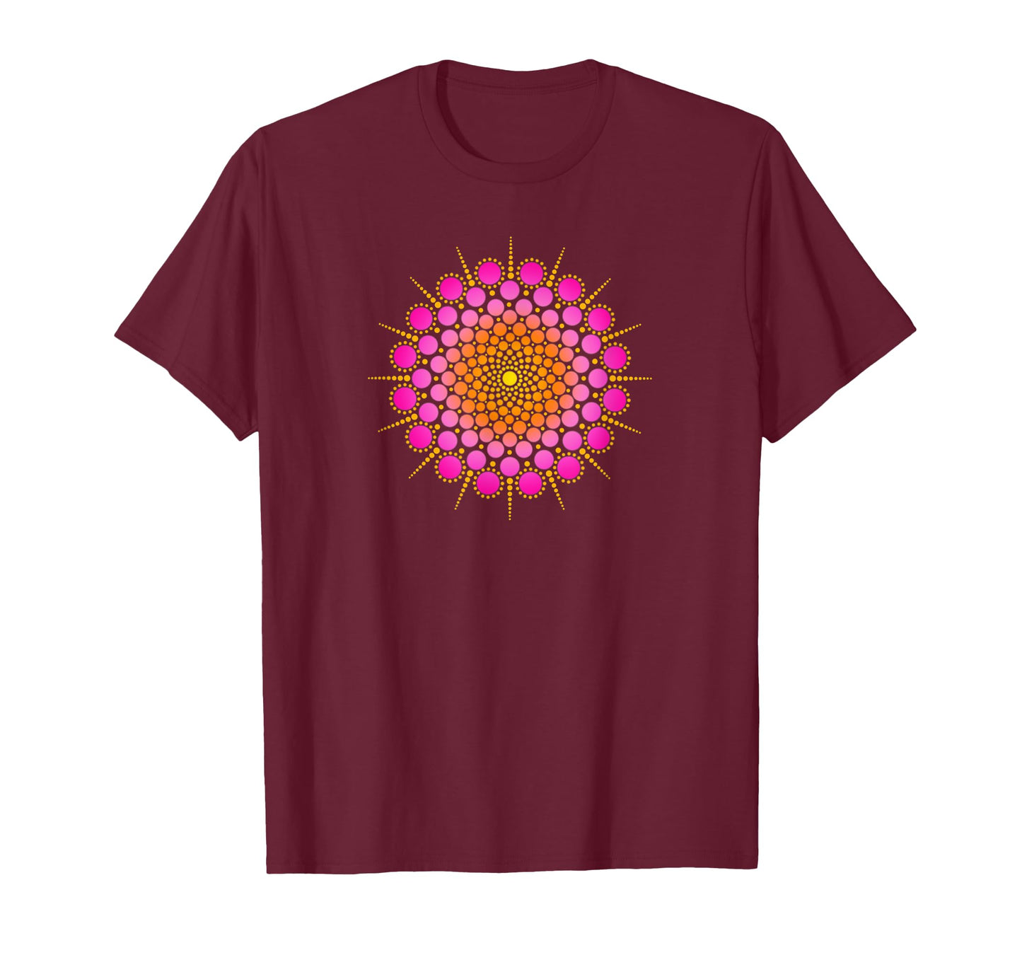 Zen Yoga Meditation Mehndi Dot Mandala Pink Orange Yellow T-Shirt