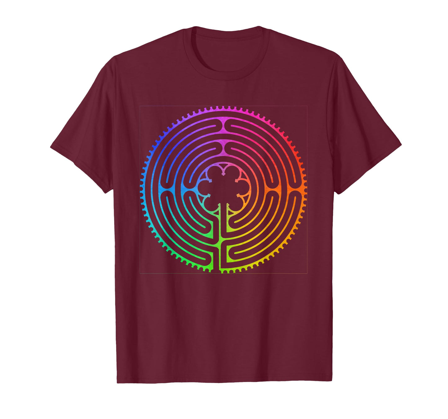 Labyrinth Rainbow Chartres Labyrinth Maze Yoga Design T-Shirt