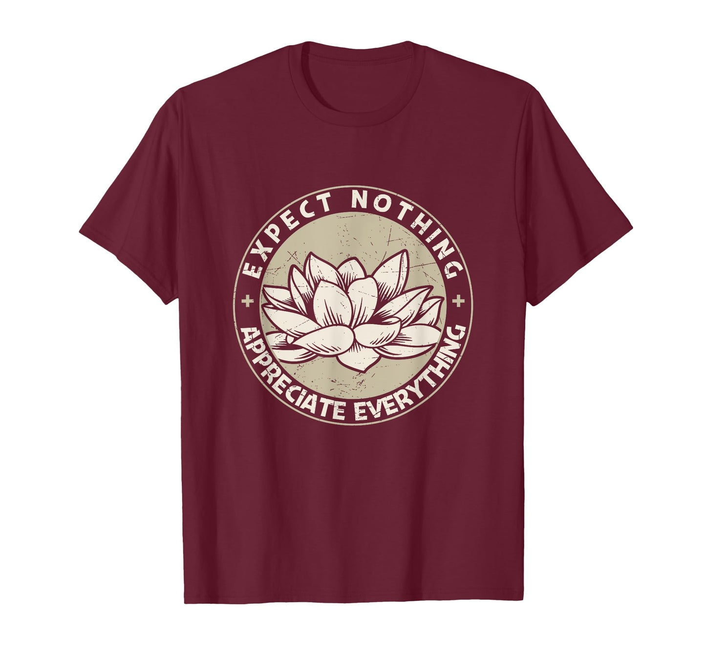 Expect Nothing Appreciate Everything Spiritual Lotus Yoga T-Shirt