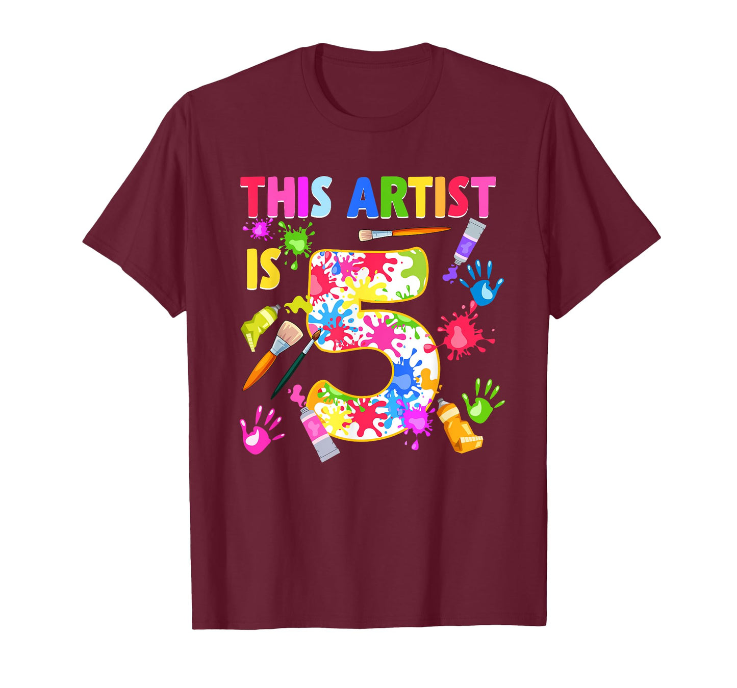 This Artist Is 5 Year Old Birthday 5th Painting Art Party T-Shirt