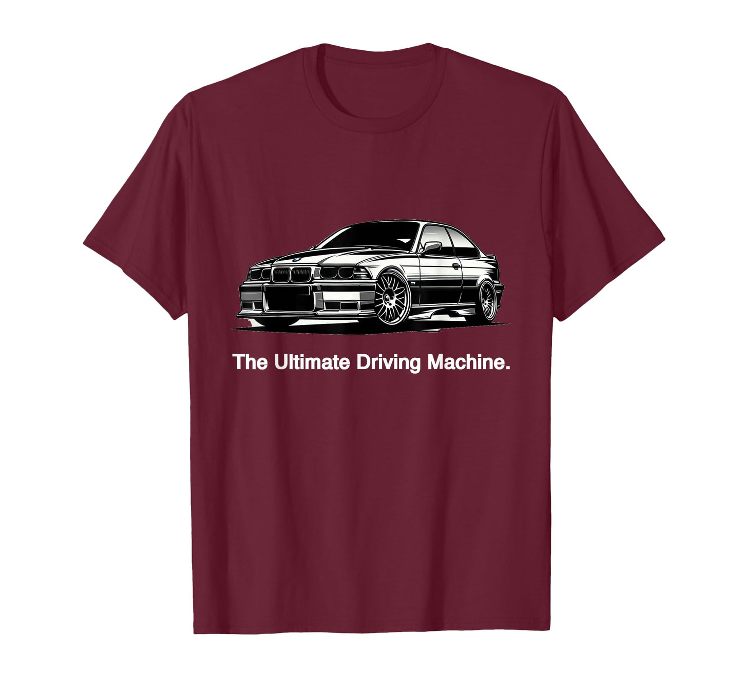 Russ Designs Ultimate Driving Machine Vintage Euro E36 T-Shirt - Black, Small, Unisex-Adult, Short Sleeve, Car Print, Polyester 100%