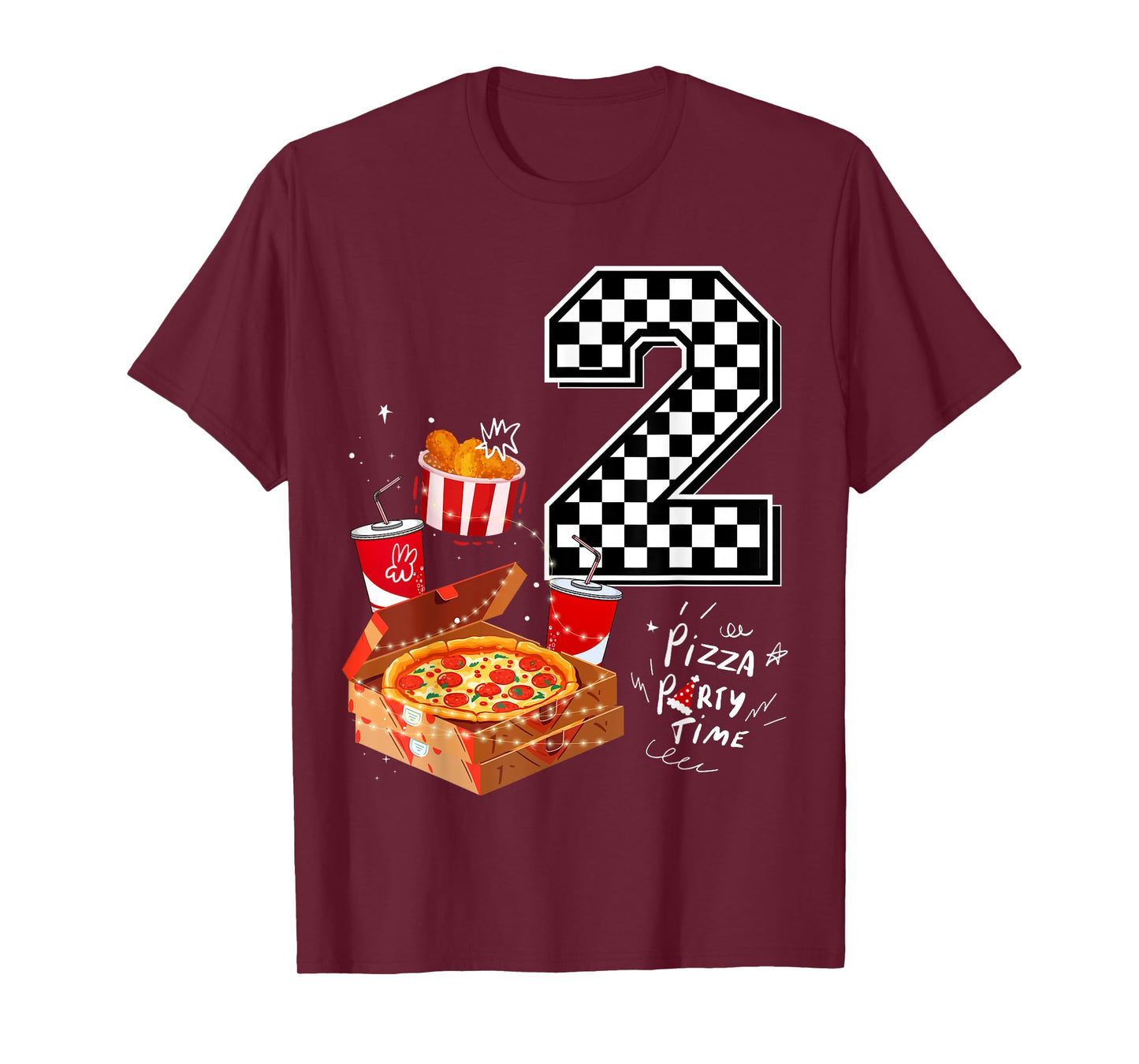 Kids Funny Pizza Lover 2nd Birthday Crew 2 Years Old Matchin T-Shirt