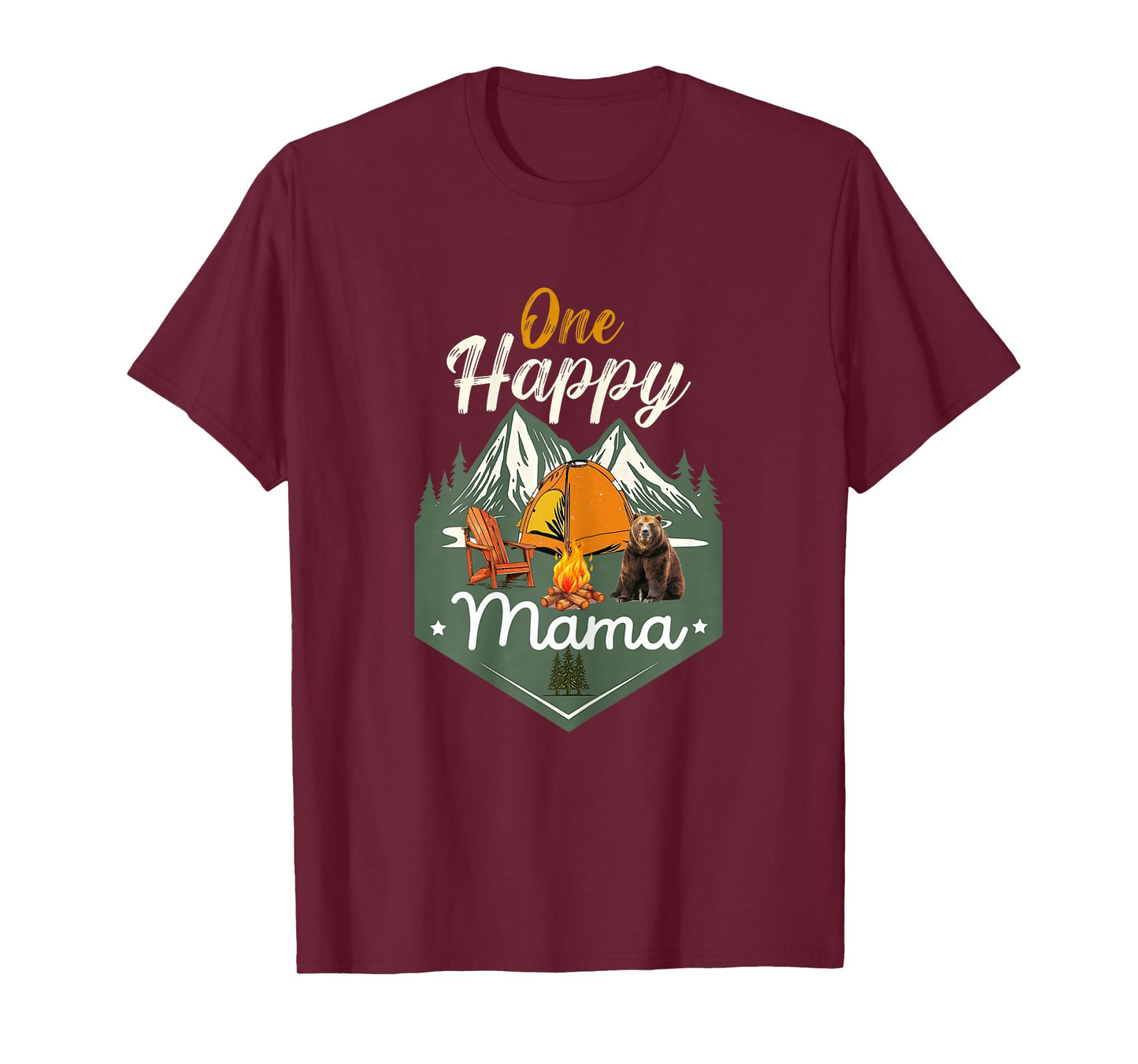 One Happy Mama Camper Birthday Family Bear Matching Mom T-Shirt