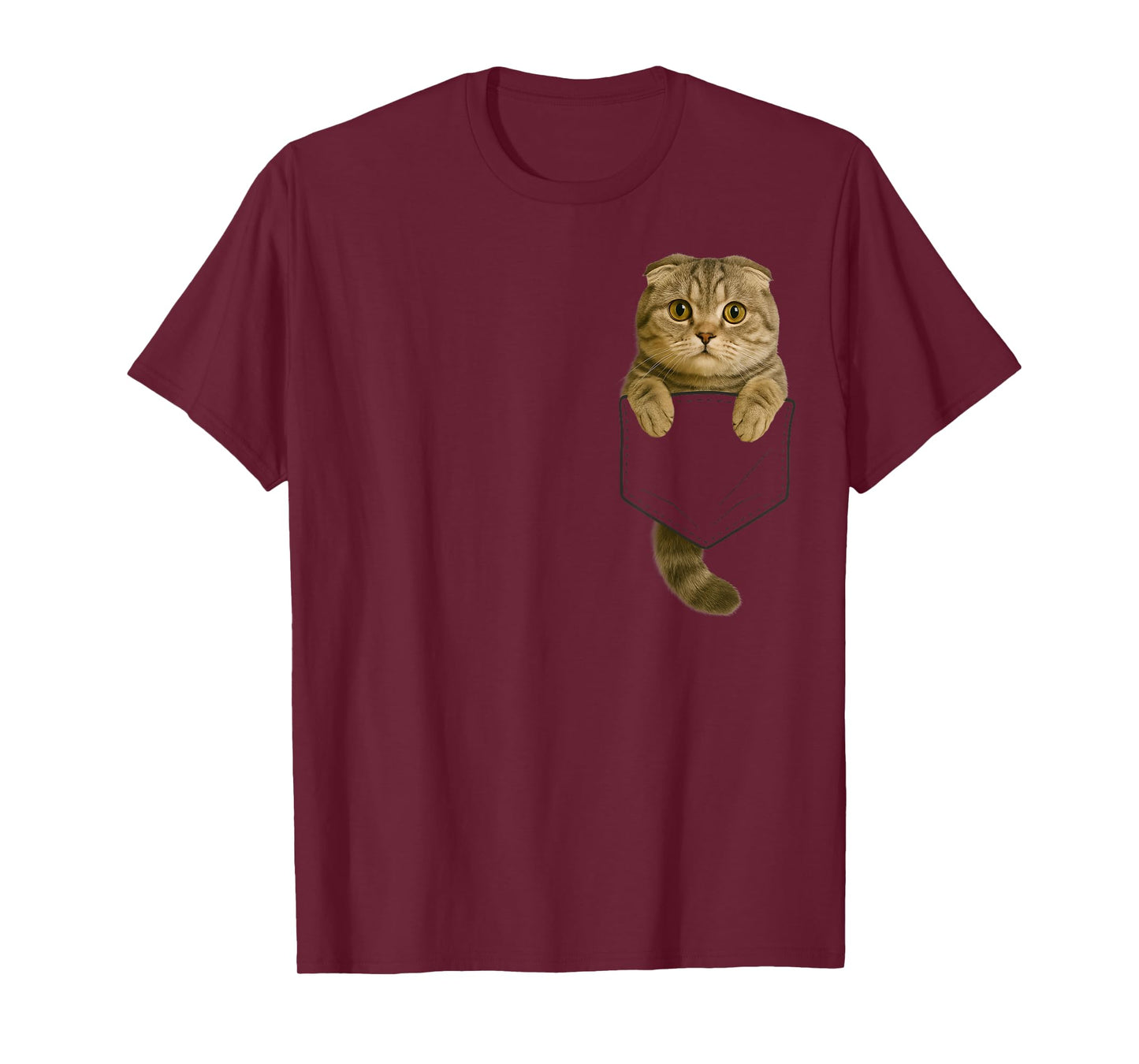 Scottish Fold Cat Pocket Gifts Cat Mom Cat Dad Cat Lover T-Shirt