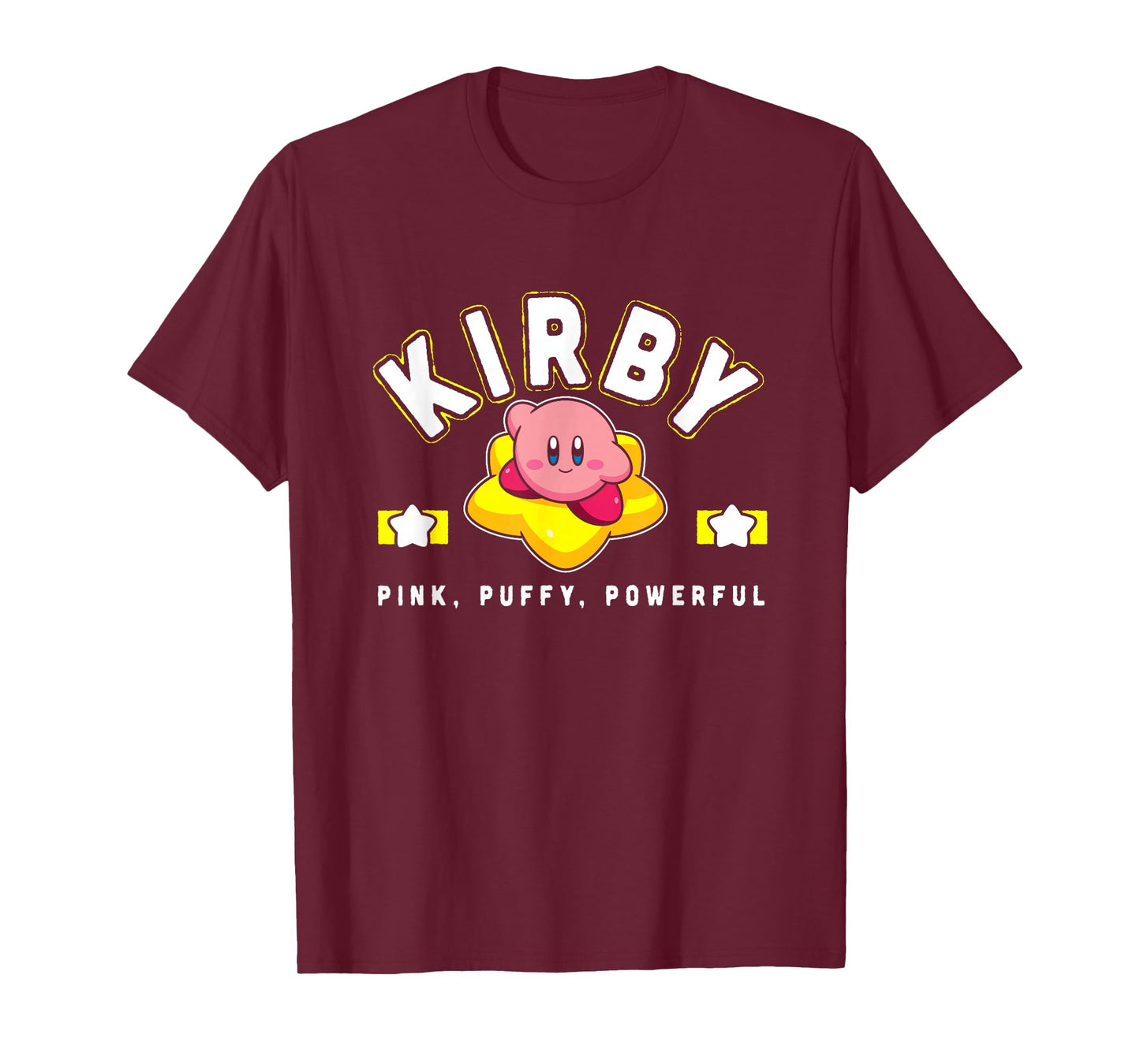 Kirby Pink Puffy Powerful Star Frame Varsity T-Shirt