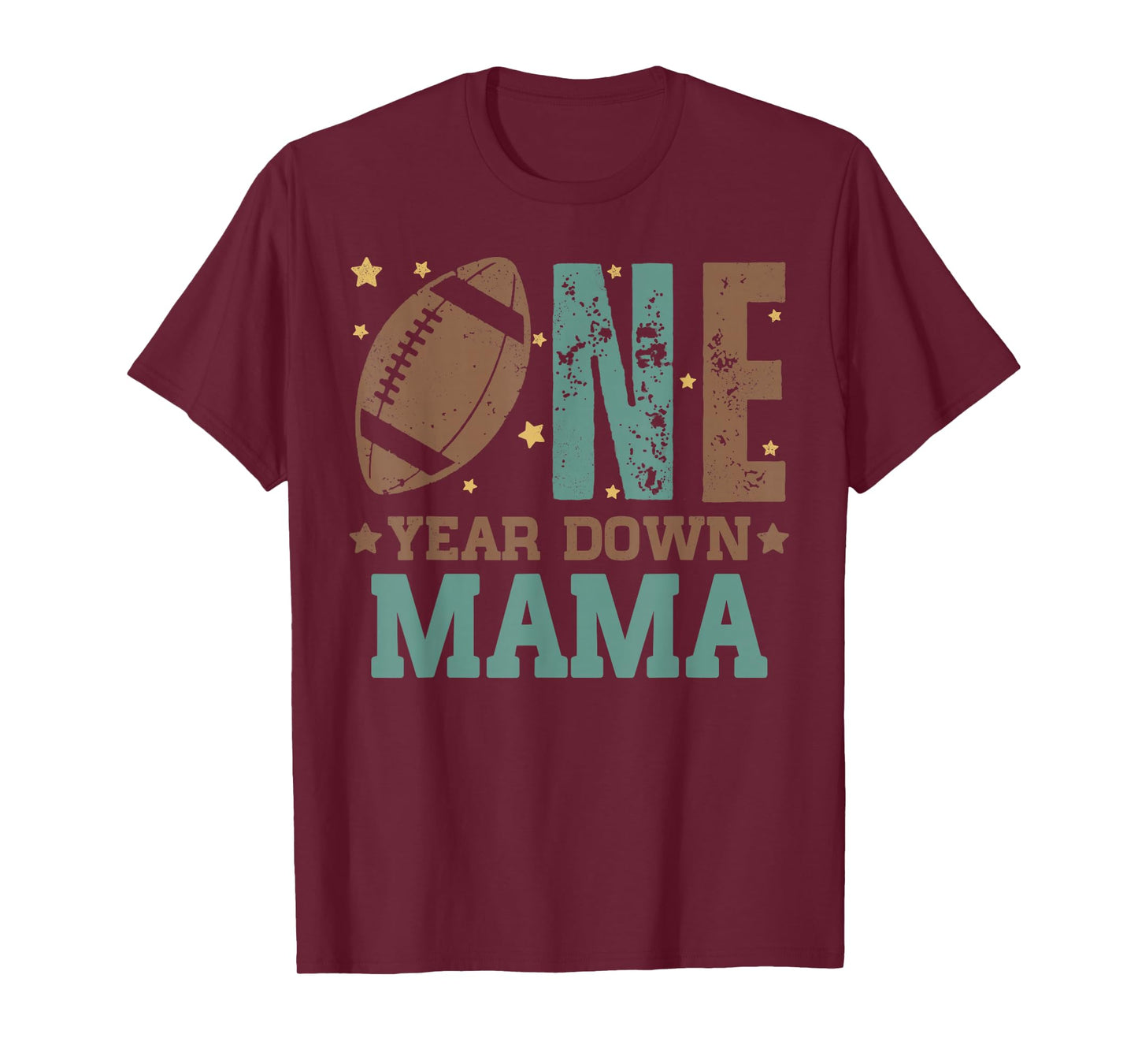 Mama of the 1 Year old Football 1st Year Down Birthday Party T-Shirt