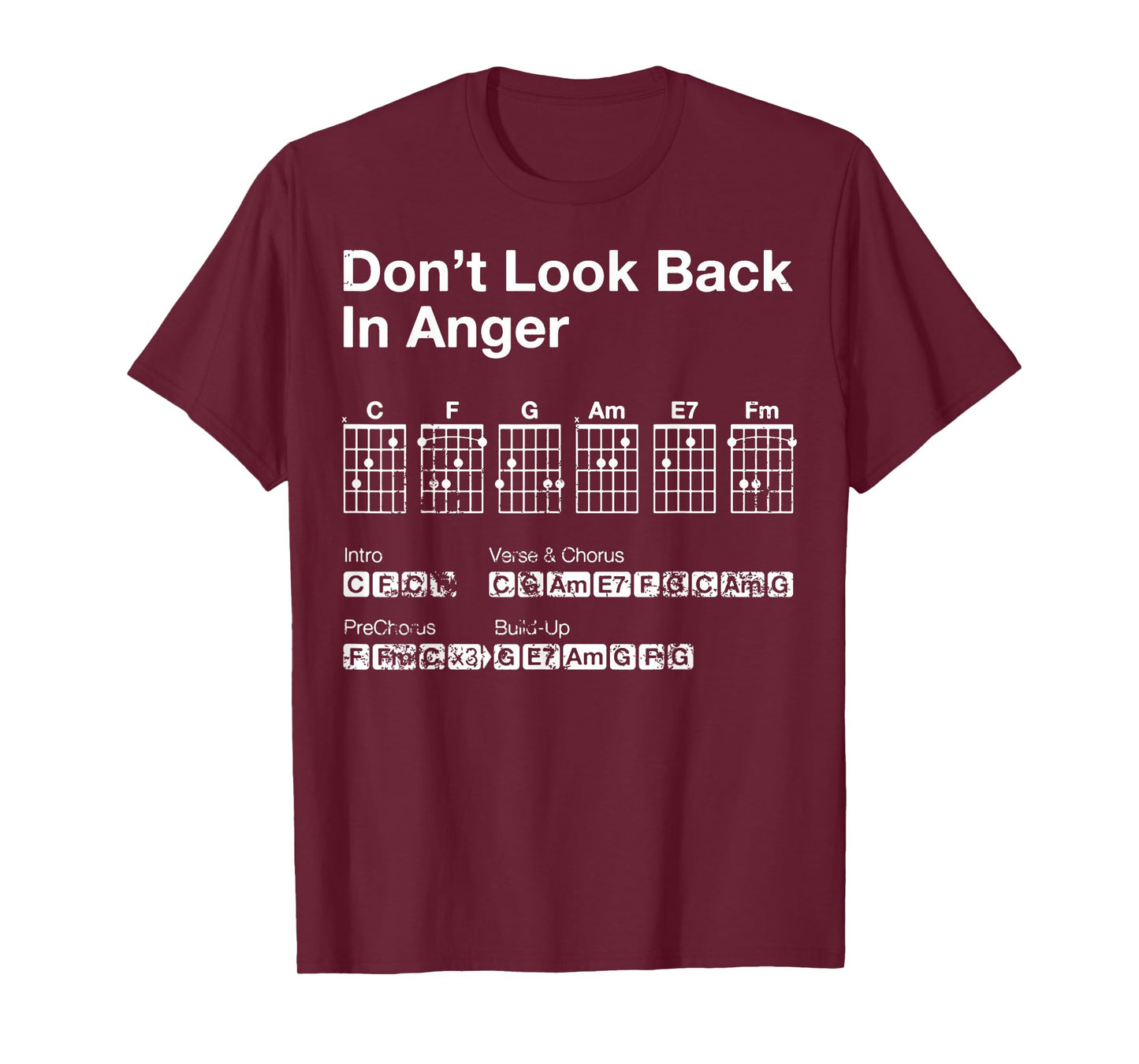 Vintage Guitar Chords Oasis Dont Look Back In Anger T-Shirt