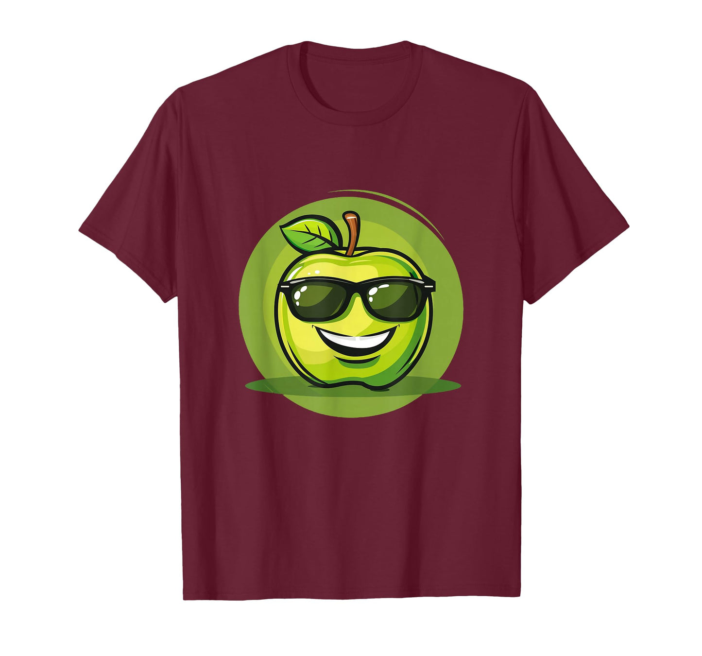 Green Apple with big Smile and Cool Sunglasses Costume T-Shirt