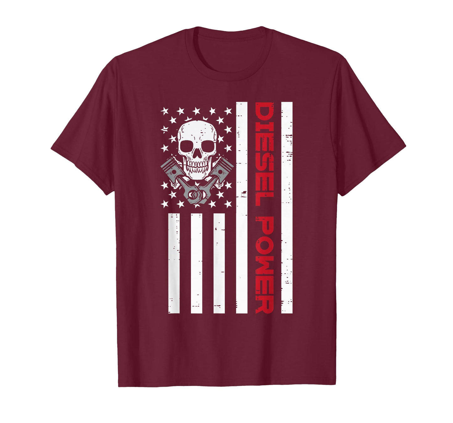 Truck Diesel Power US Flag Skull Patriotic Men Women Kids T-Shirt