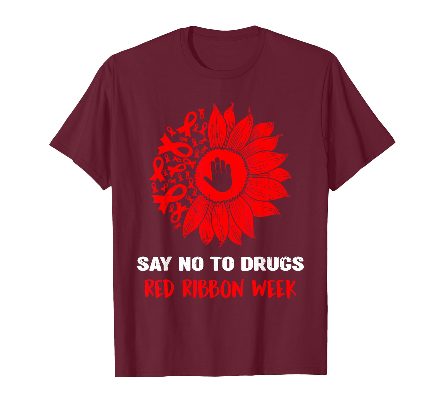 red ribbon week say no to drugs sunflower T-Shirt