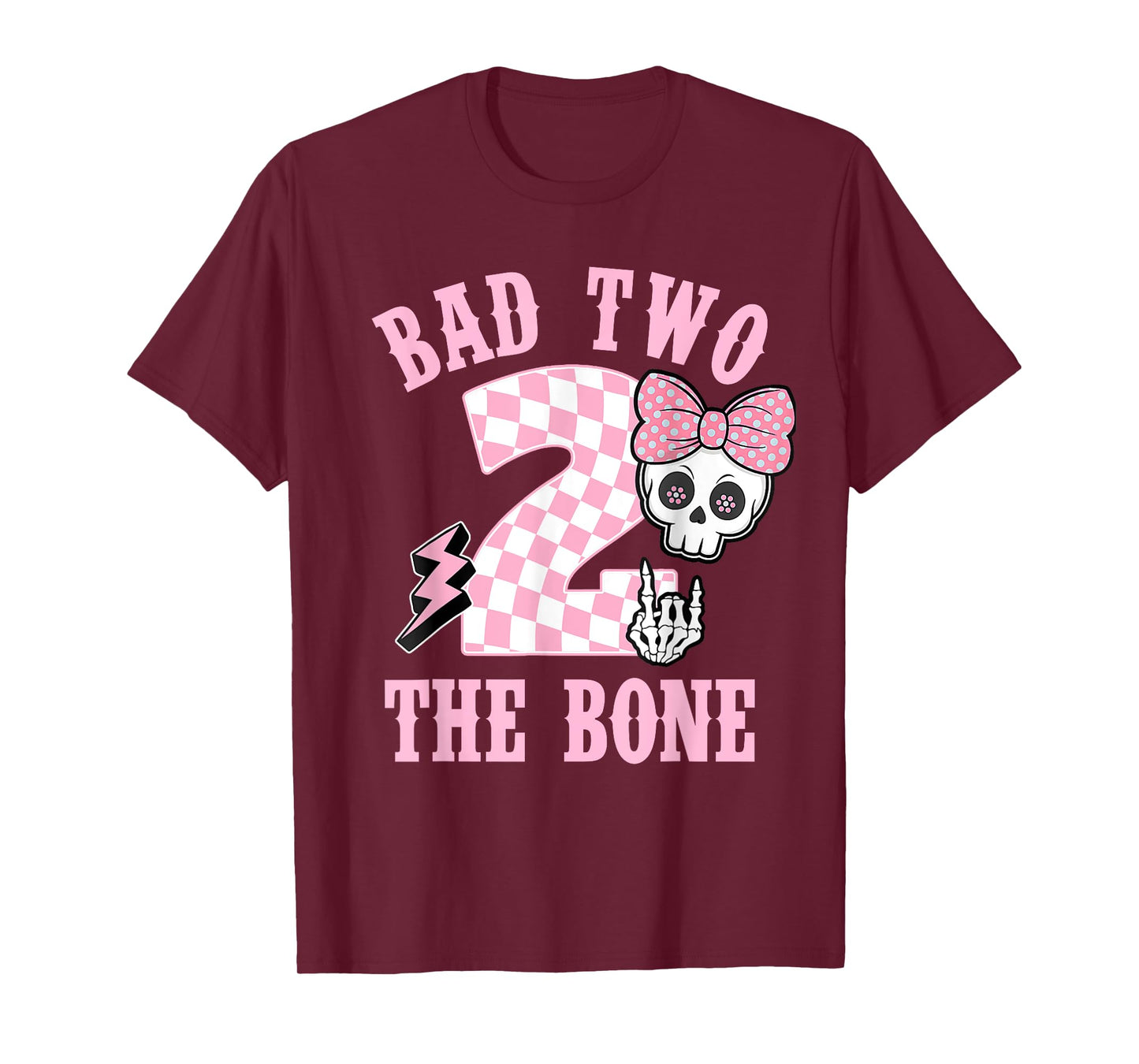 Bad Two The Bone Party Decorations 2 Years Old Birthday Kids T-Shirt