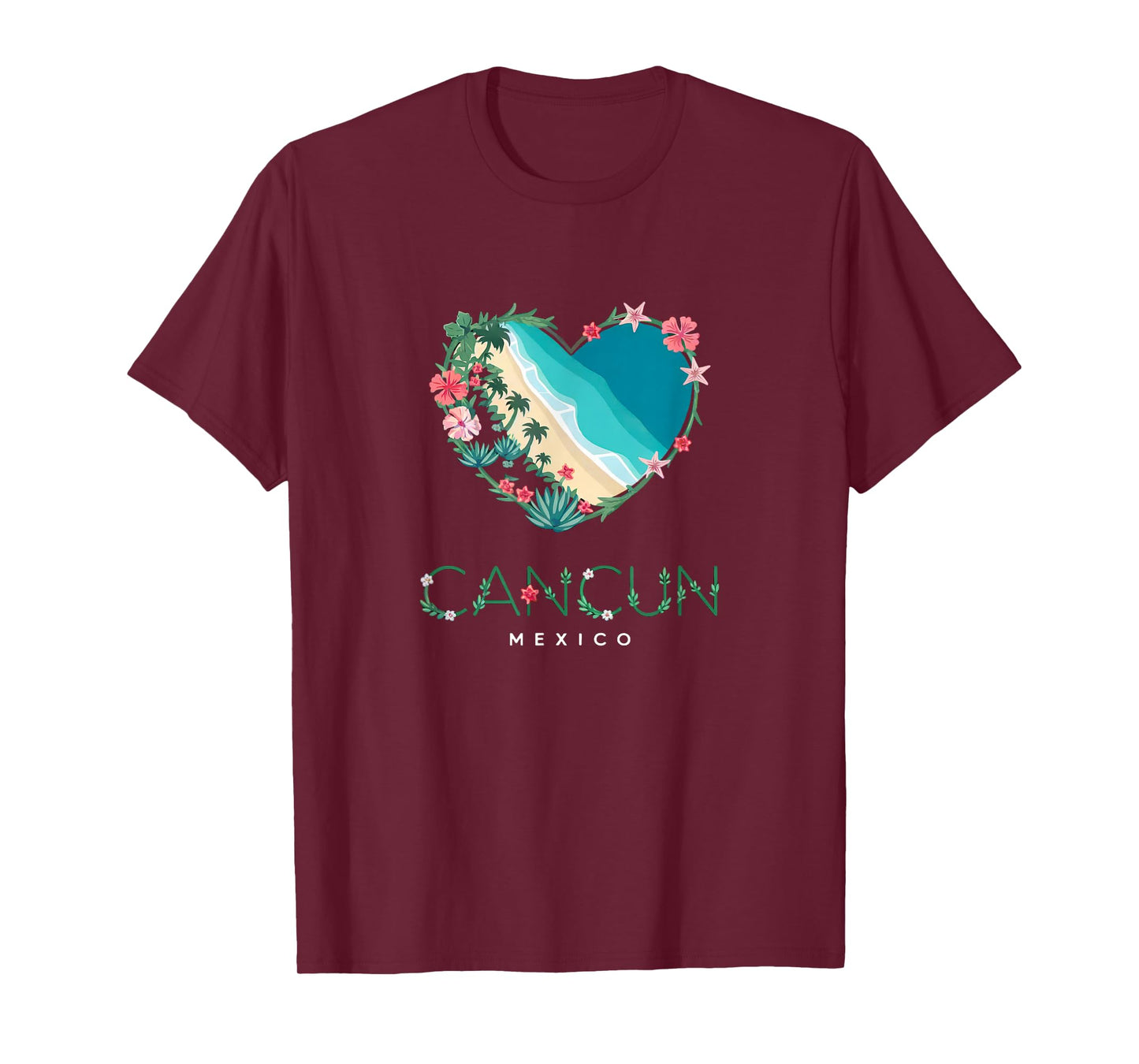 Cancun Floral Heart - Mexican Beach Lovers' Souvenir T-Shirt