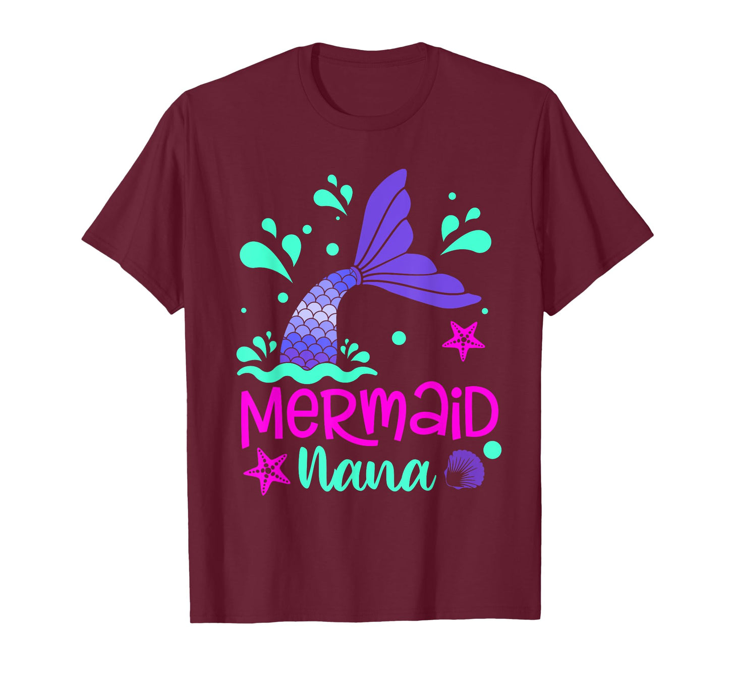 Mermaid Nana Funny Matching Family Bday Party Squad T-Shirt