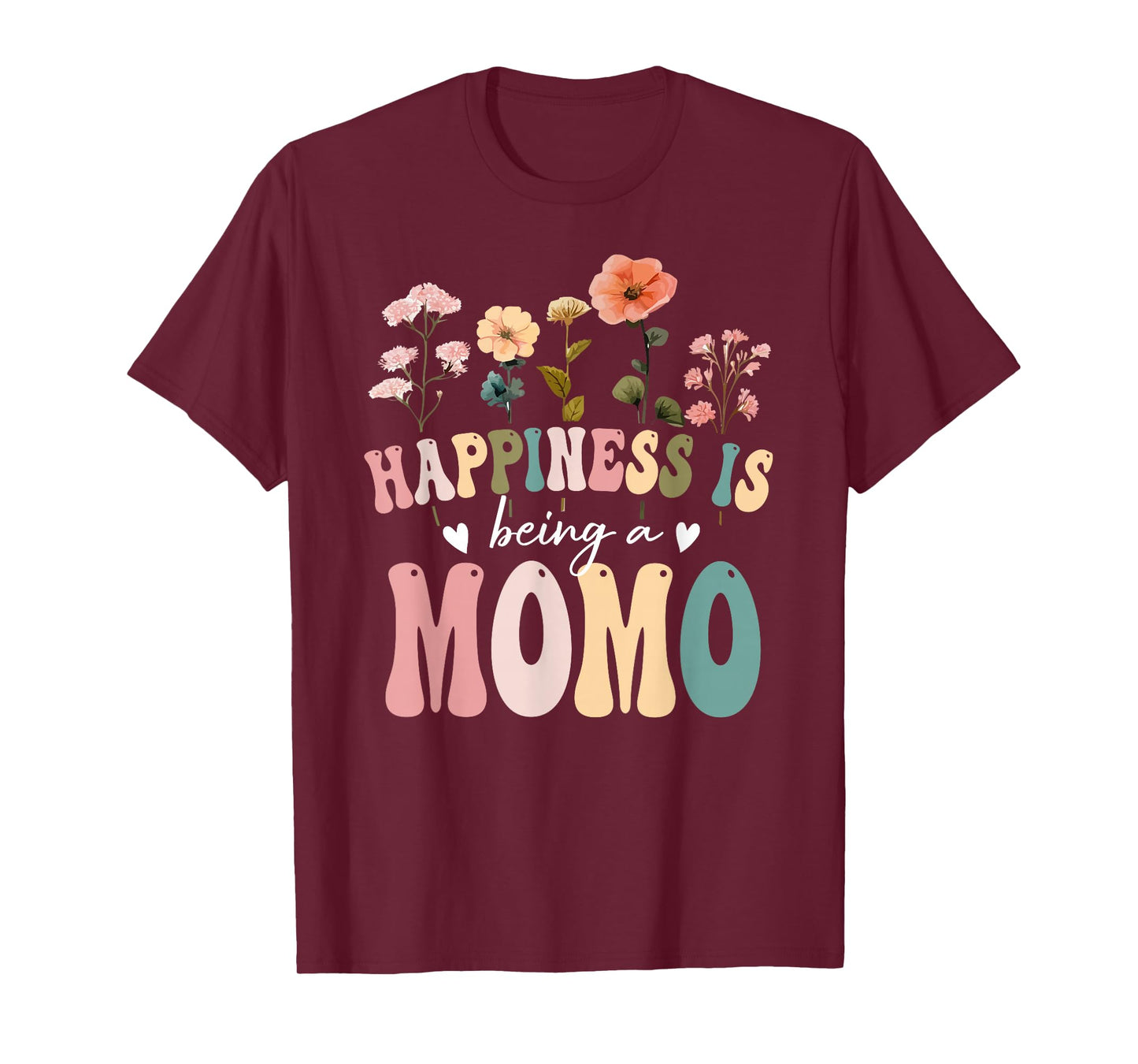 Happiness is Being a Momo Floral Design Momo Mother's Day T-Shirt