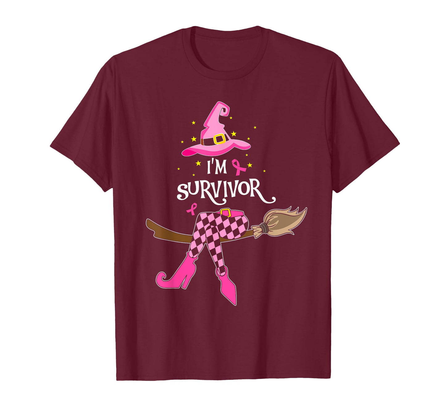 Witch Im A Survivor Halloween Breast Cancer Awareness Women T-Shirt
