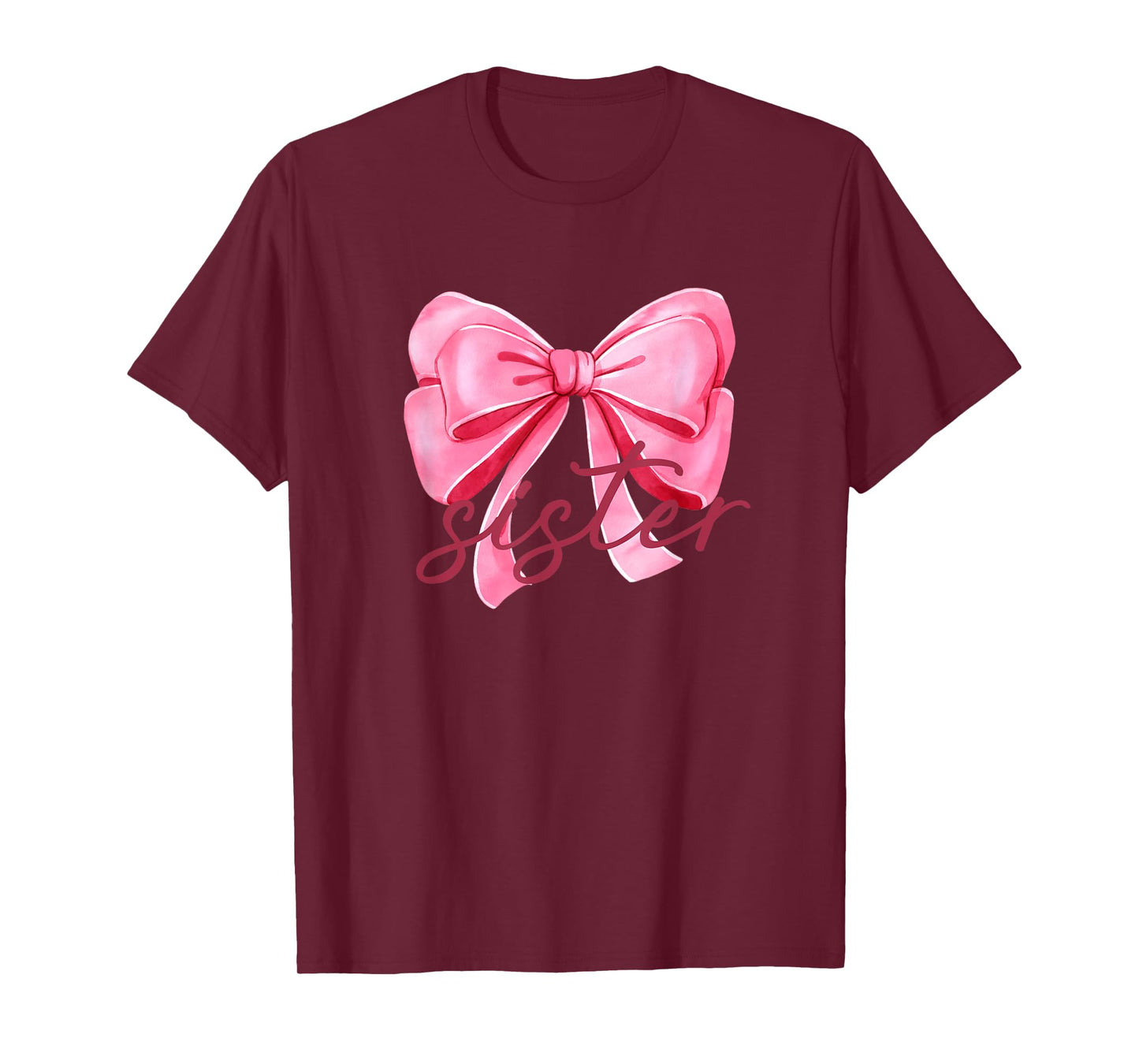 Sister Pink Bow Birthday Baby Shower Family Pink Ribbon T-Shirt