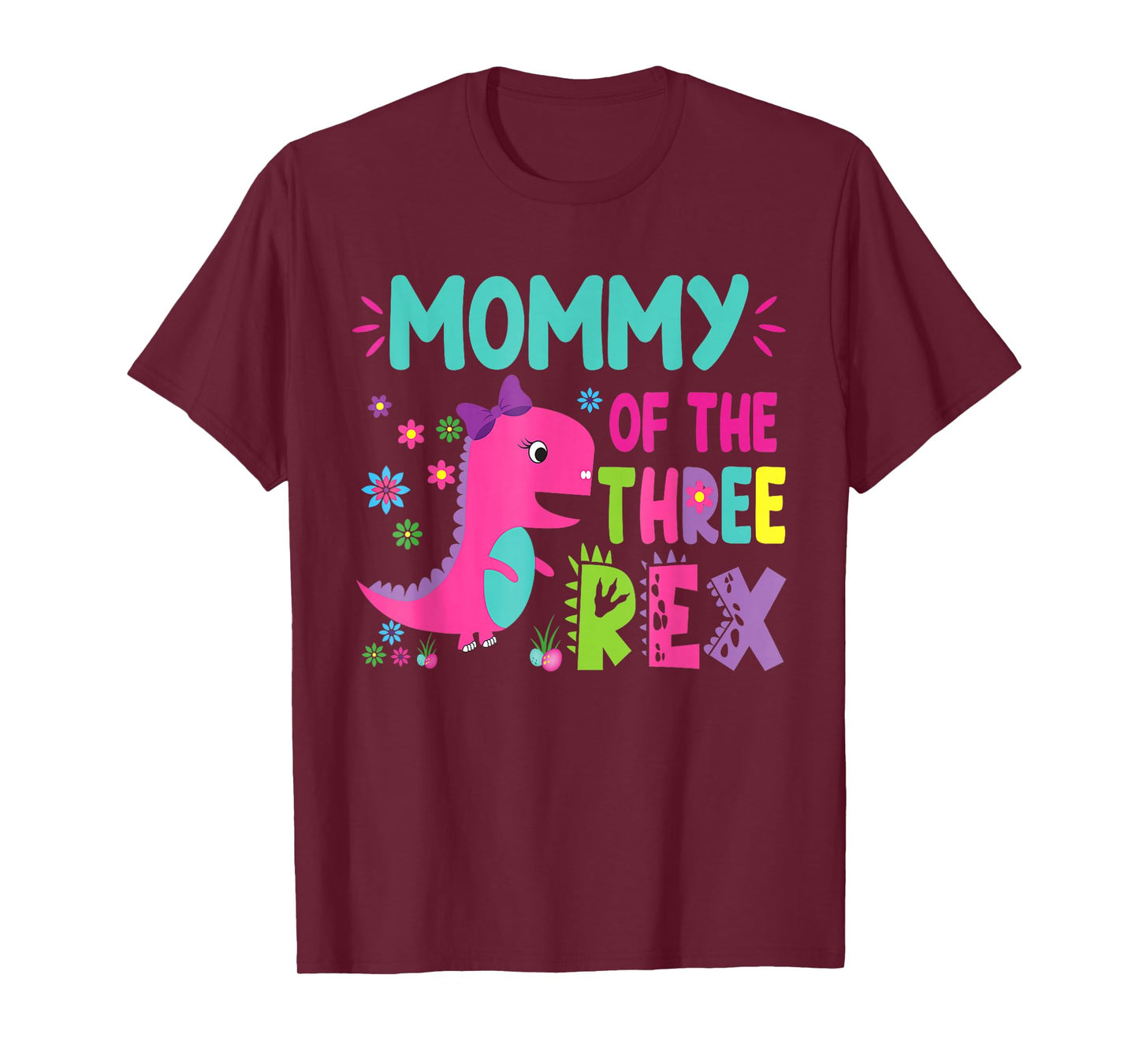Mommy of the Three Rex Birthday Dinosaur Family Matching T-Shirt