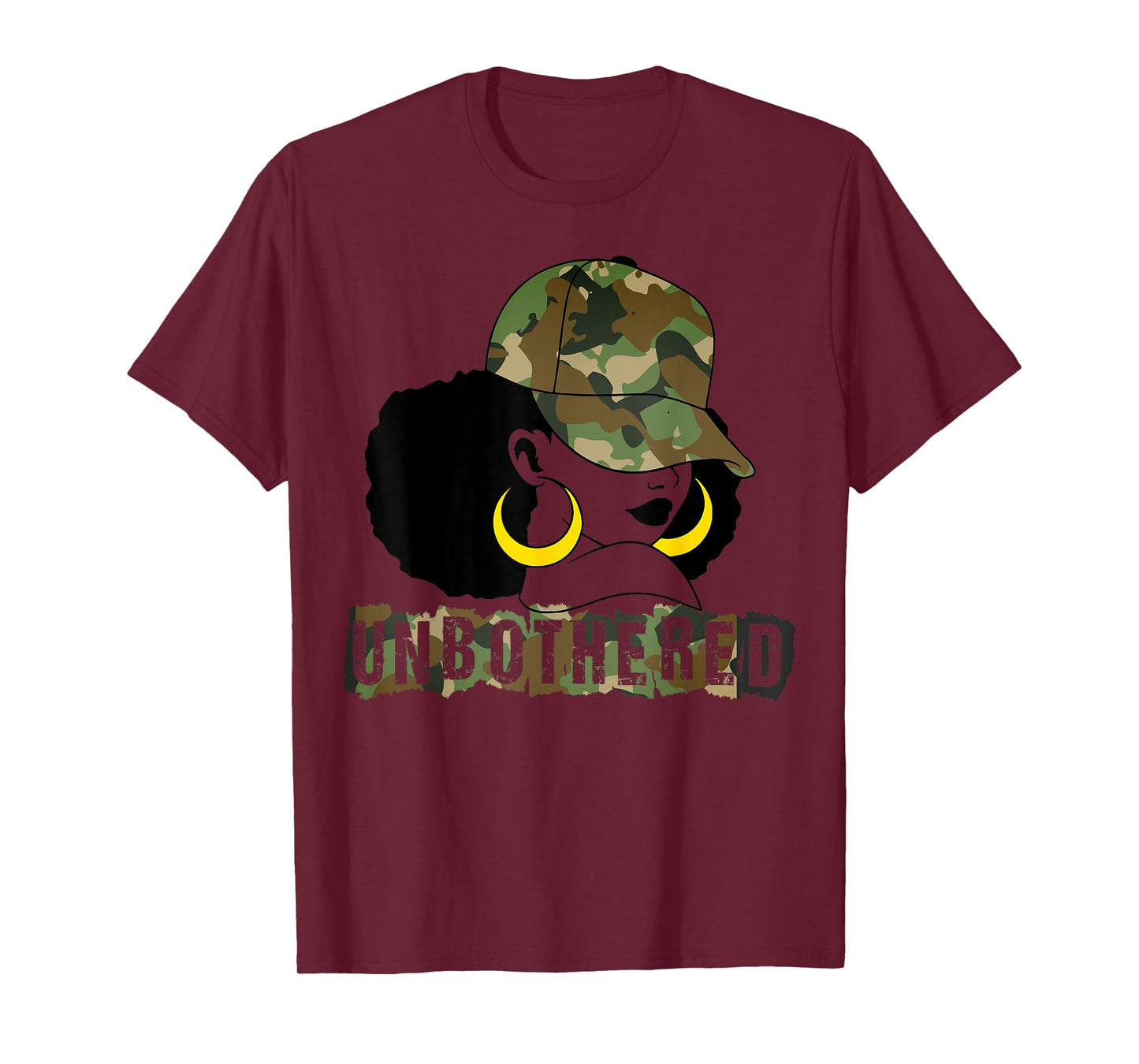 Unbothered Black Woman Camo Camouflage Melanin Black History T-Shirt