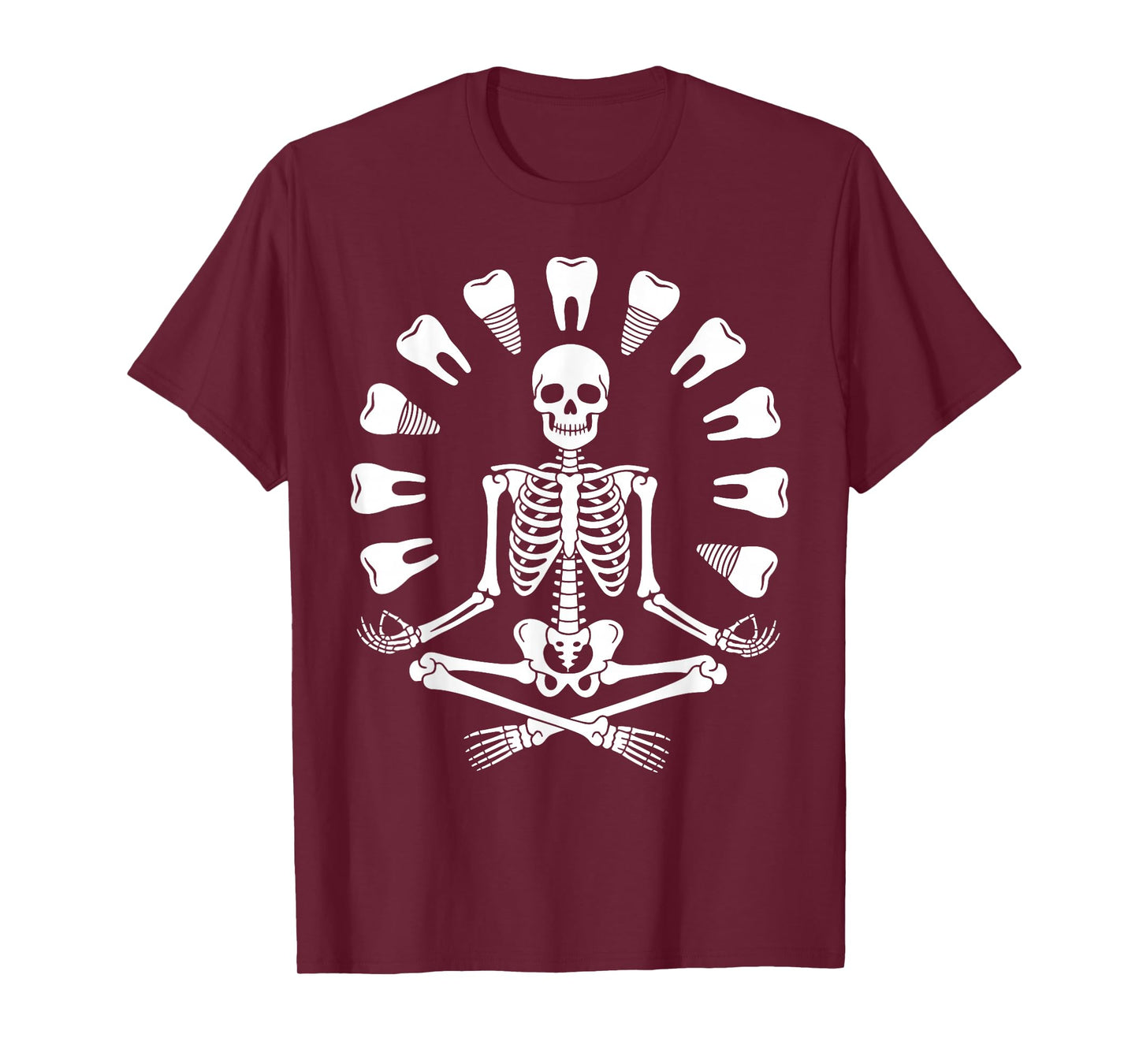 Funny Skeleton Yoga Dentist Tooth Dental Hygienist Halloween T-Shirt