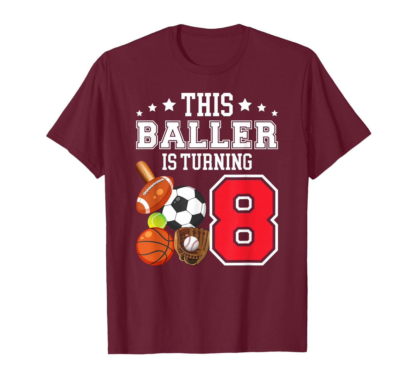 8th Birthday Sports Birthday Theme 8 Year Old Boy T-Shirt