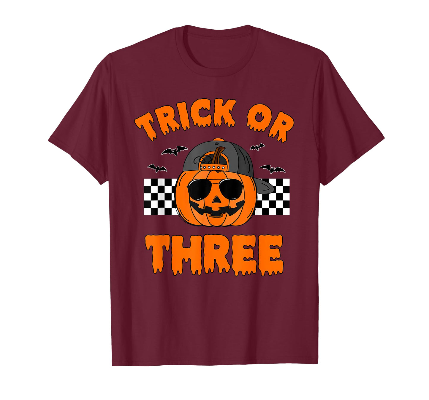Trick or Three Pumpkin Halloween 3rd Birthday Boy 3 Years T-Shirt