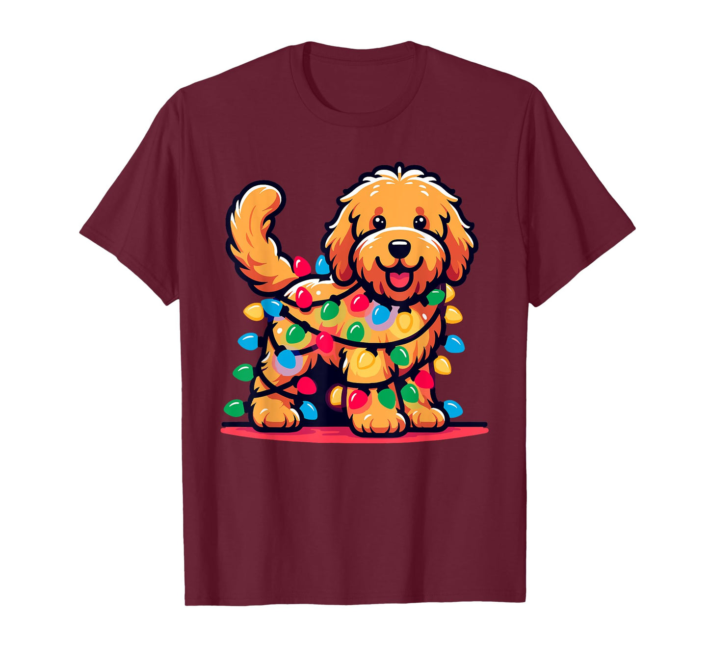 Goldendoodle Christmas Tree Xmas Lights Golden Doodle Dog T-Shirt
