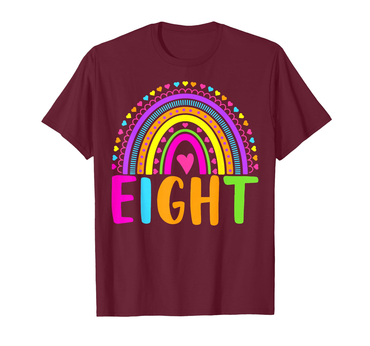 8th Birthday Shirt Girl 8 Year Old Girls Eight Rainbow Kids T-Shirt