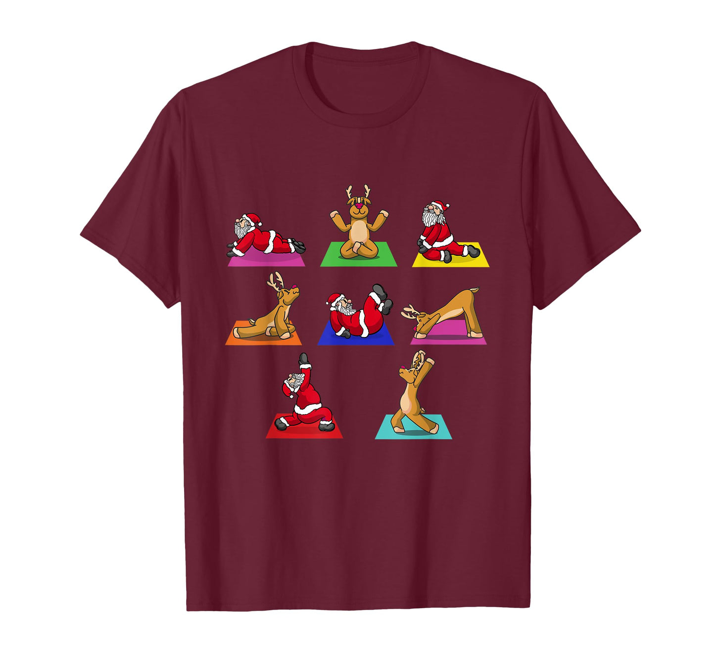 Reindeer Santa Claus Yoga Outfit Ladies Meditation Christmas T-Shirt