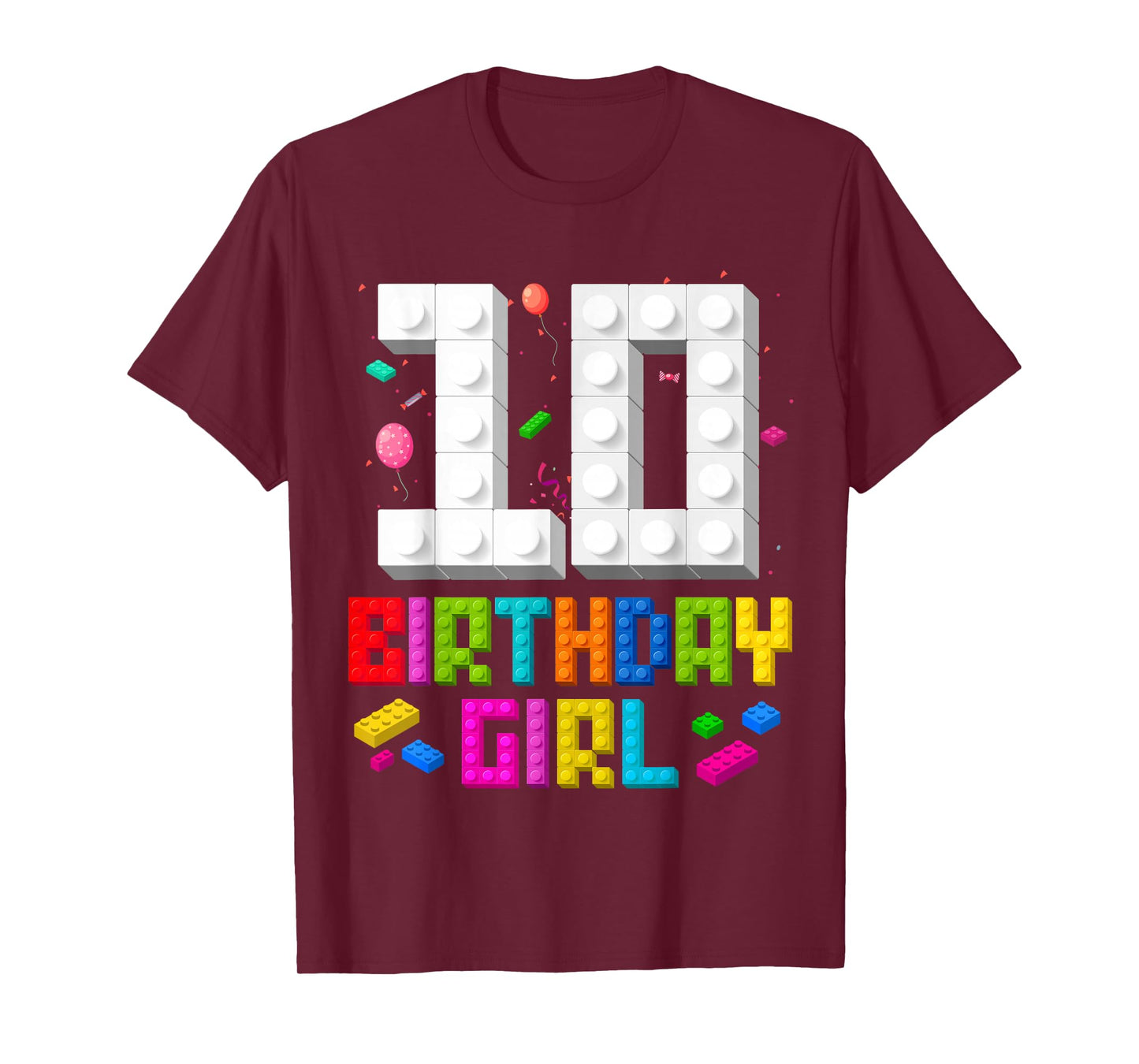 10th Birthday Girl Master Builder 10 Year Old Building Block T-Shirt