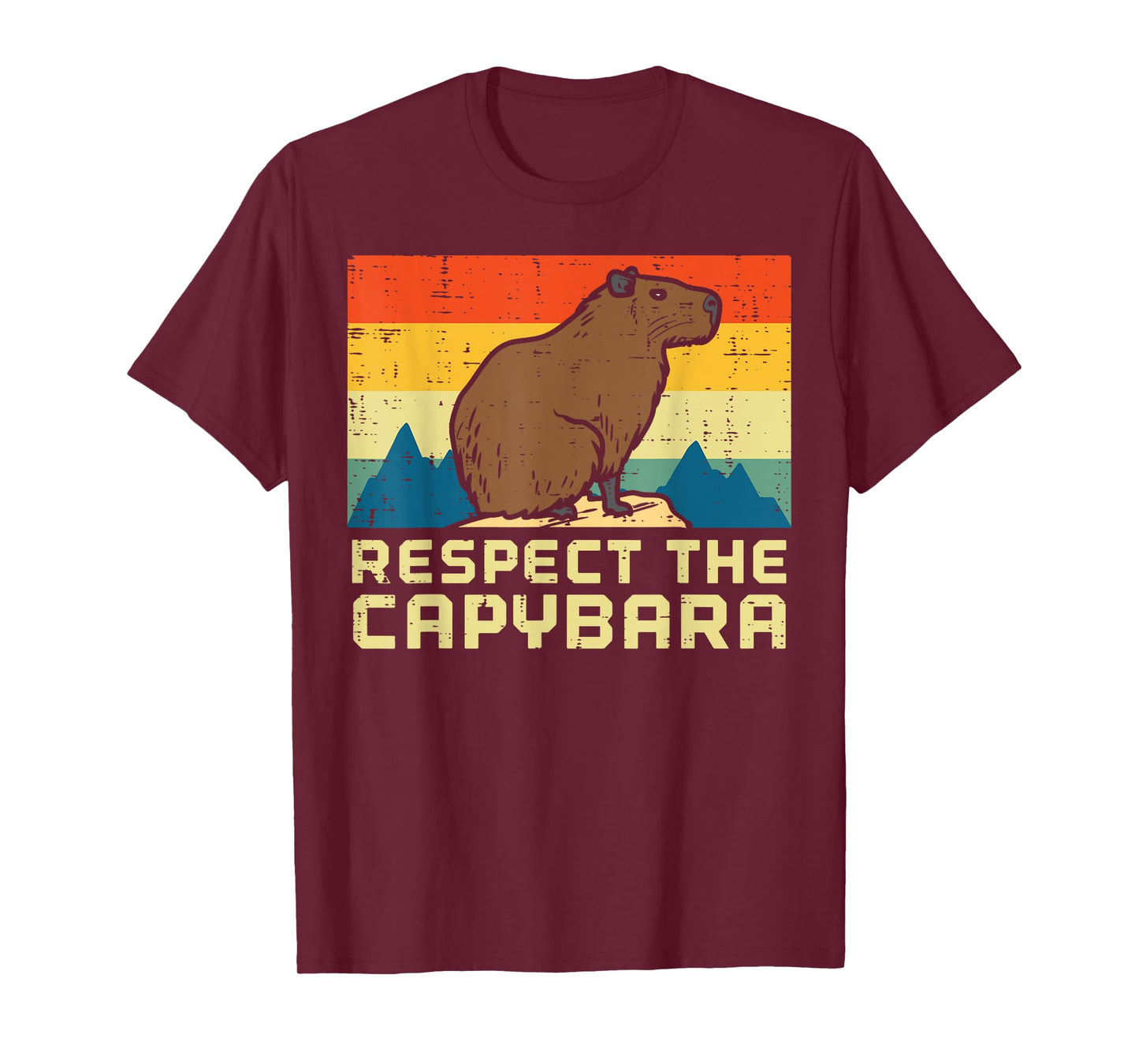 Respect The Capybara Retro Capy Rodent Animal Men Women Kids T-Shirt