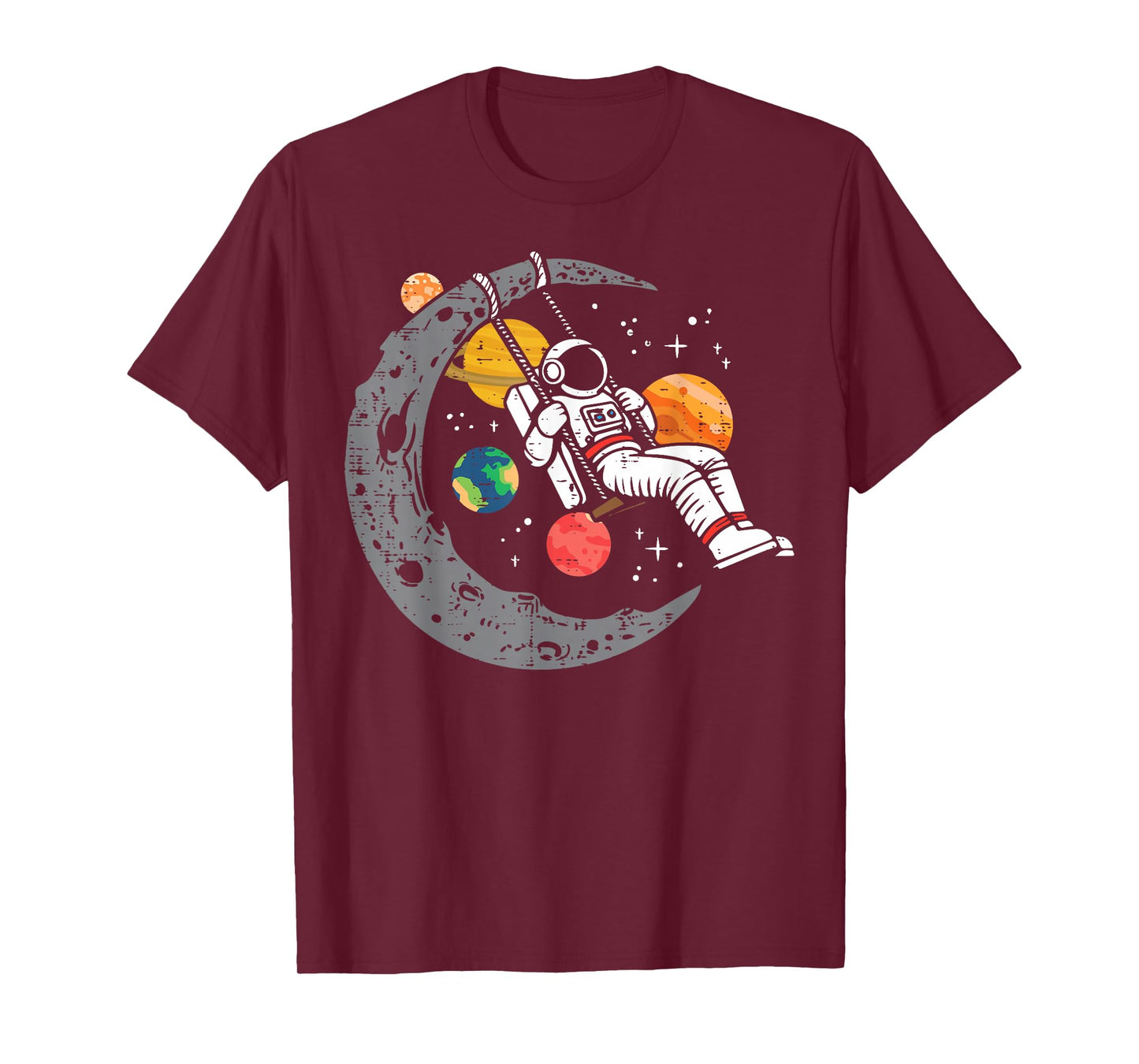 Astronaut Moon Swing Planets Space Galaxy Women Kids Men T-Shirt